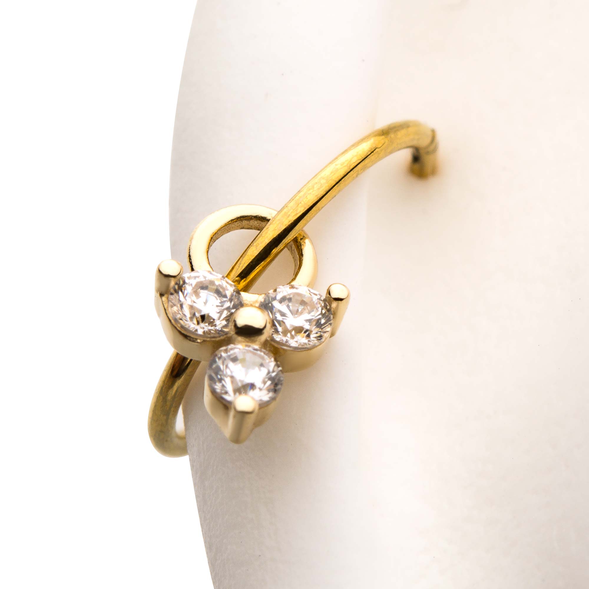 14Kt Yellow Gold Trinity with Prong Set Round Clear CZ Charm