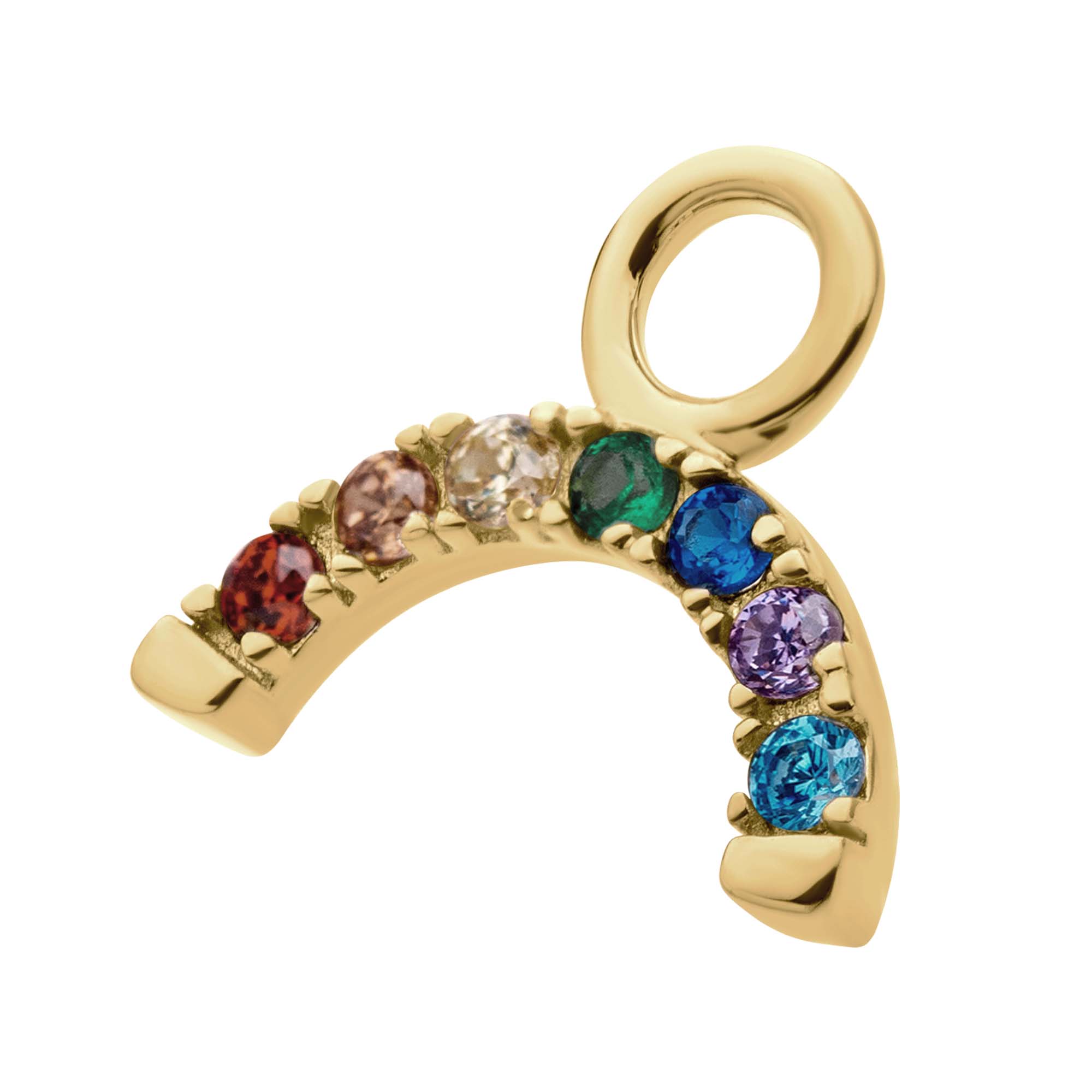 14Kt Yellow Gold Prong Set Rainbow CZ Arch Charm