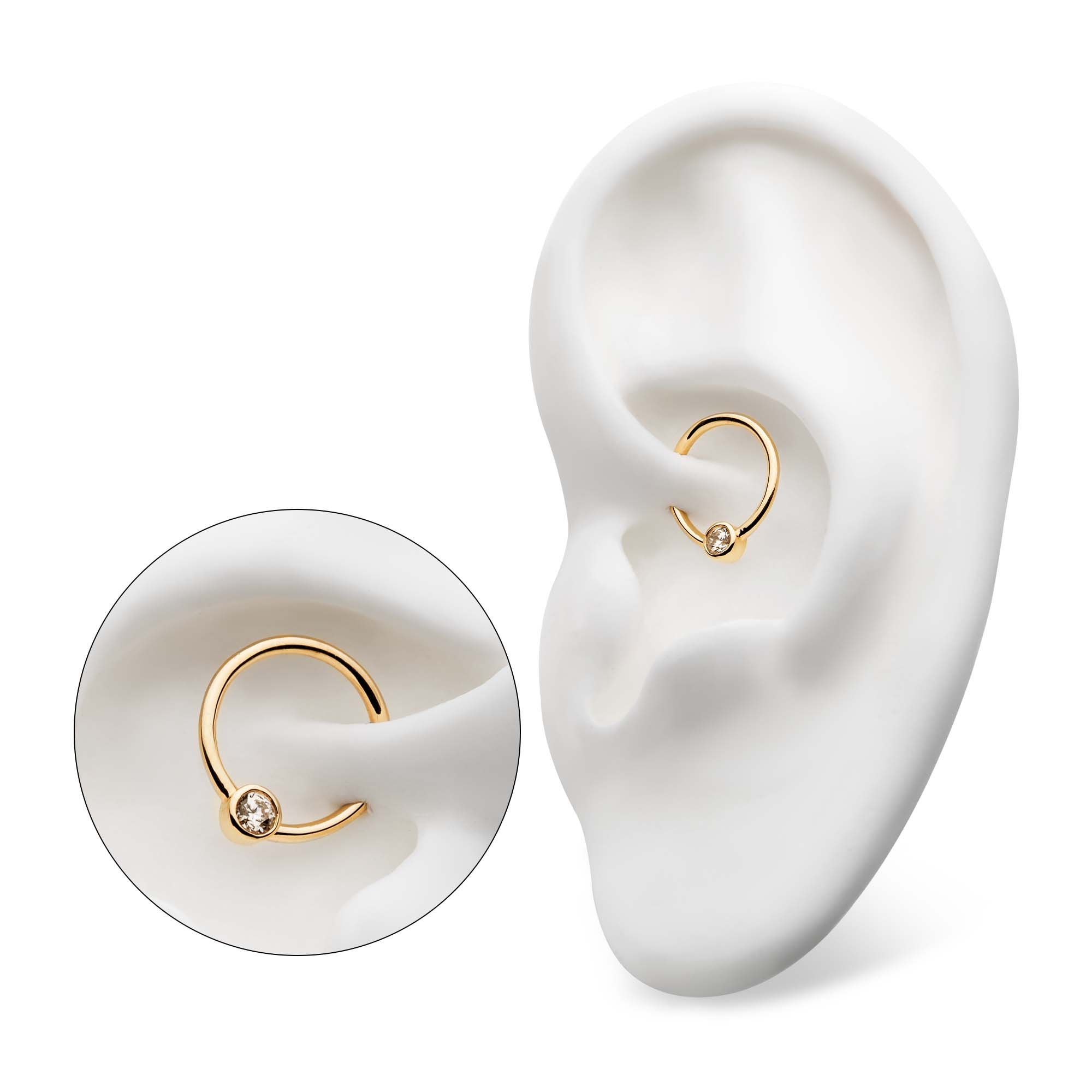 14Kt Yellow Gold with Centerpiece Bezel Set Clear CZ Seamless Split Ring