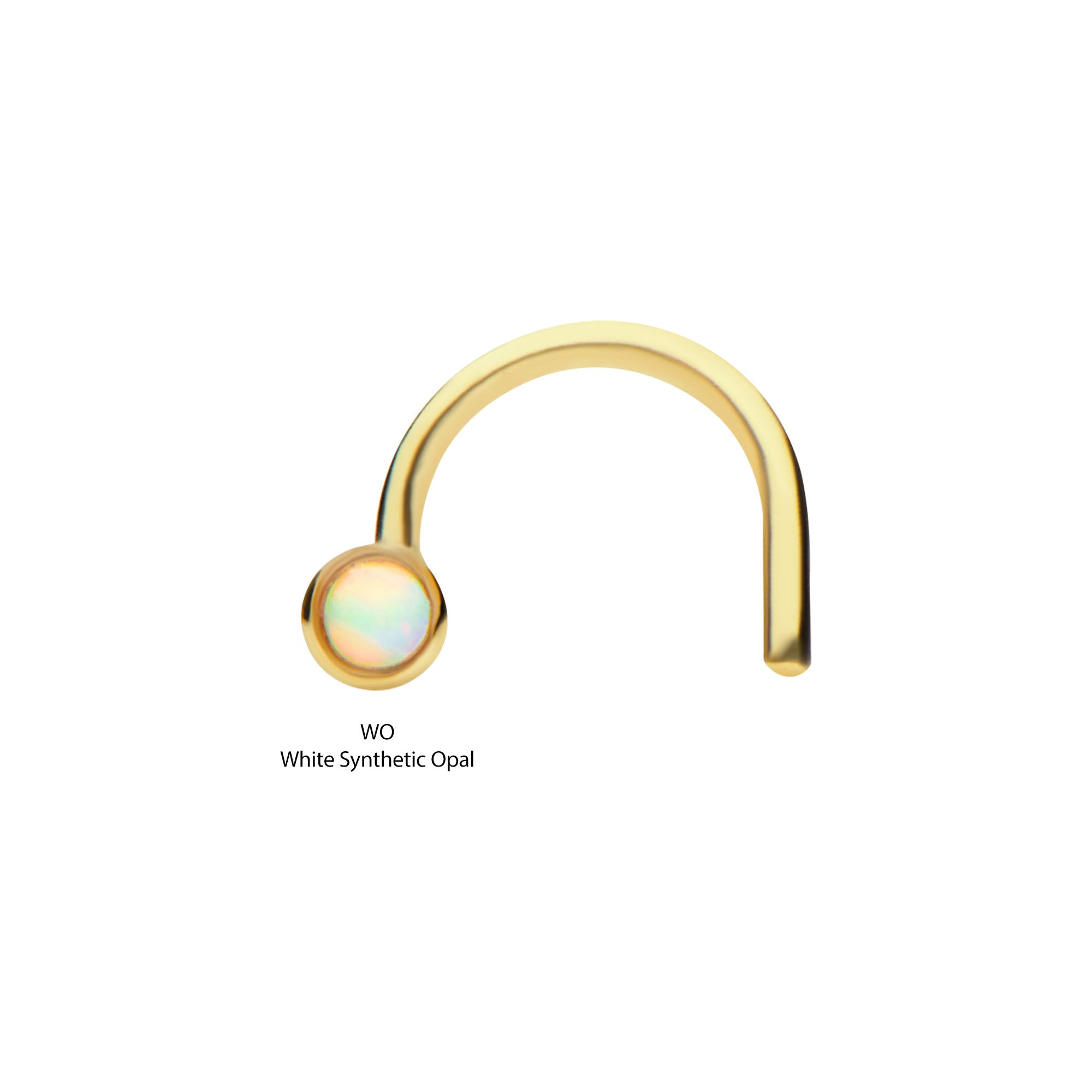 14kt Yellow Gold Nose Screw Bezel Set Synthetic Opal