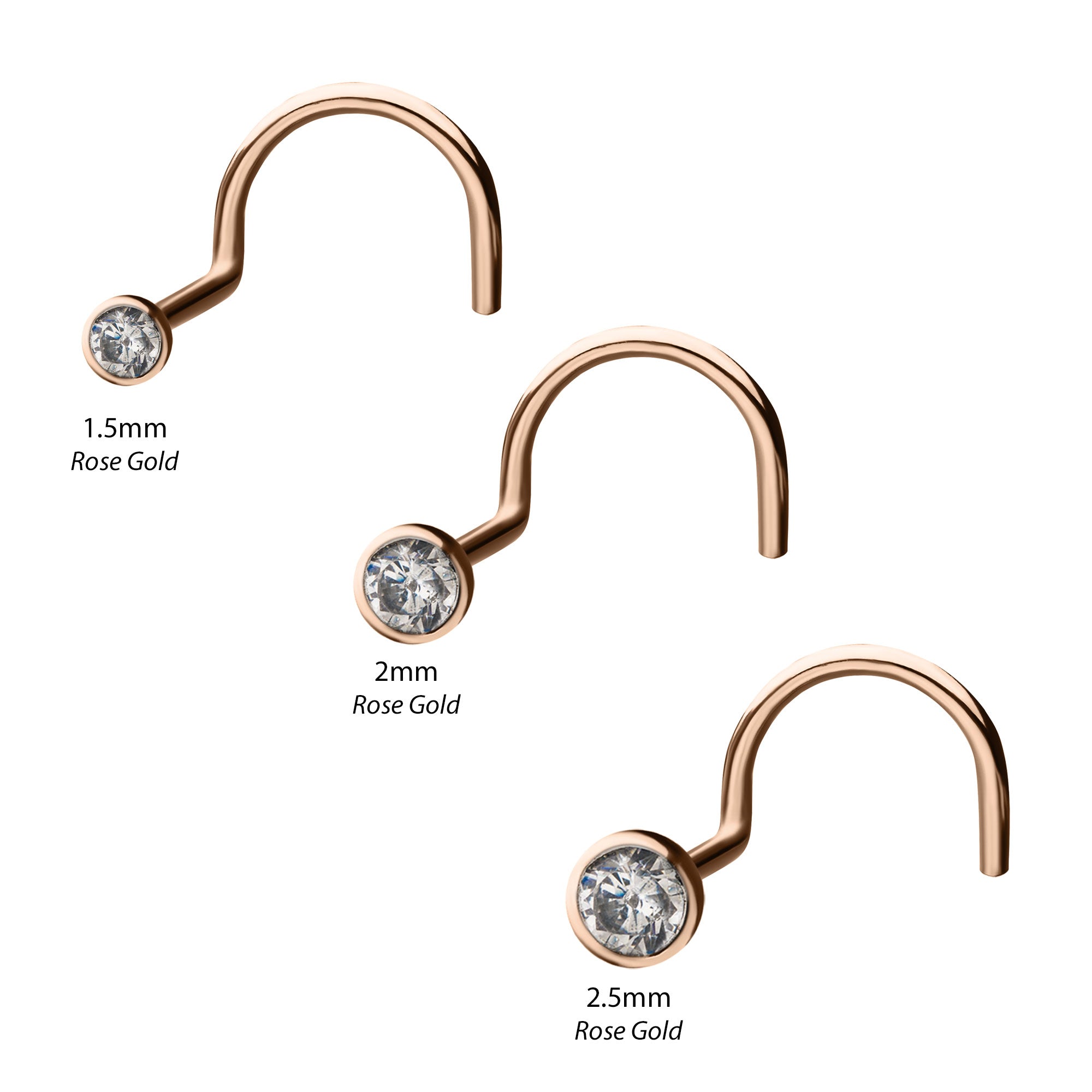 14kt Gold Bezel Set CZ Nose Screw