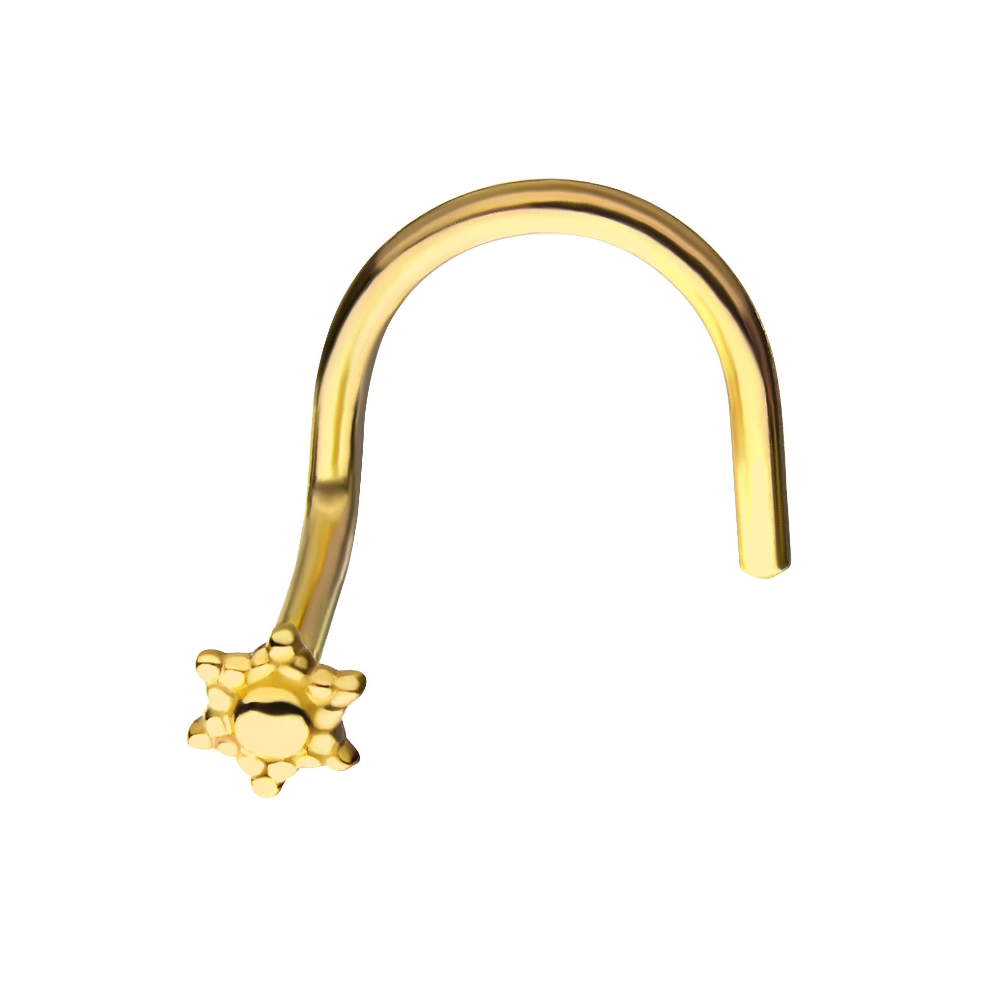 14kt Yellow Gold Petite Sun Top Nose Screw
