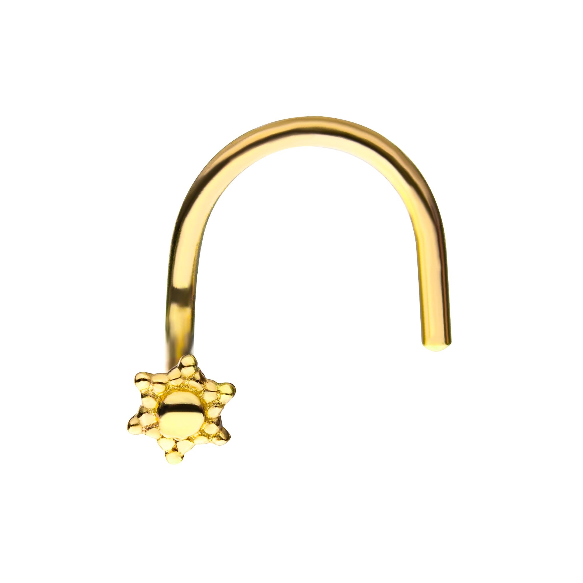 14kt Yellow Gold Petite Sun Top Nose Screw