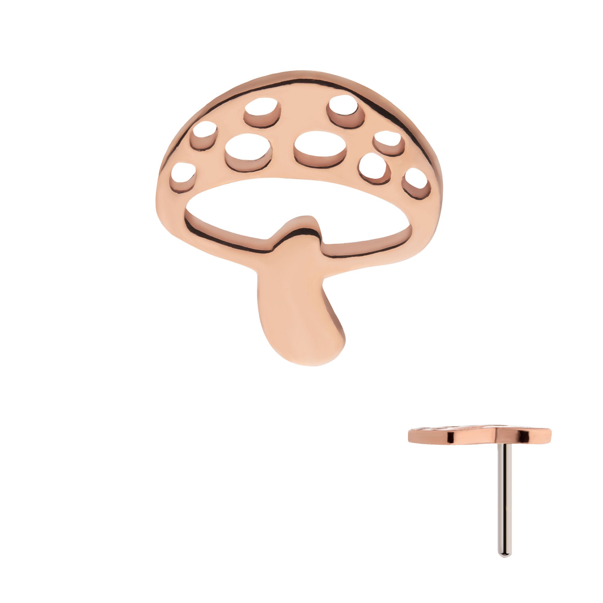 14Kt Rose Gold Threadless with Flat Mushroom Top