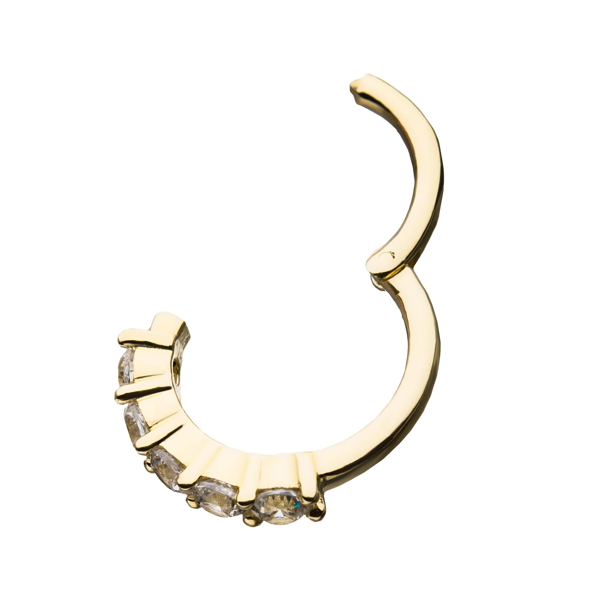 14kt Gold Prong CZ Gem Hinged Segment Clicker