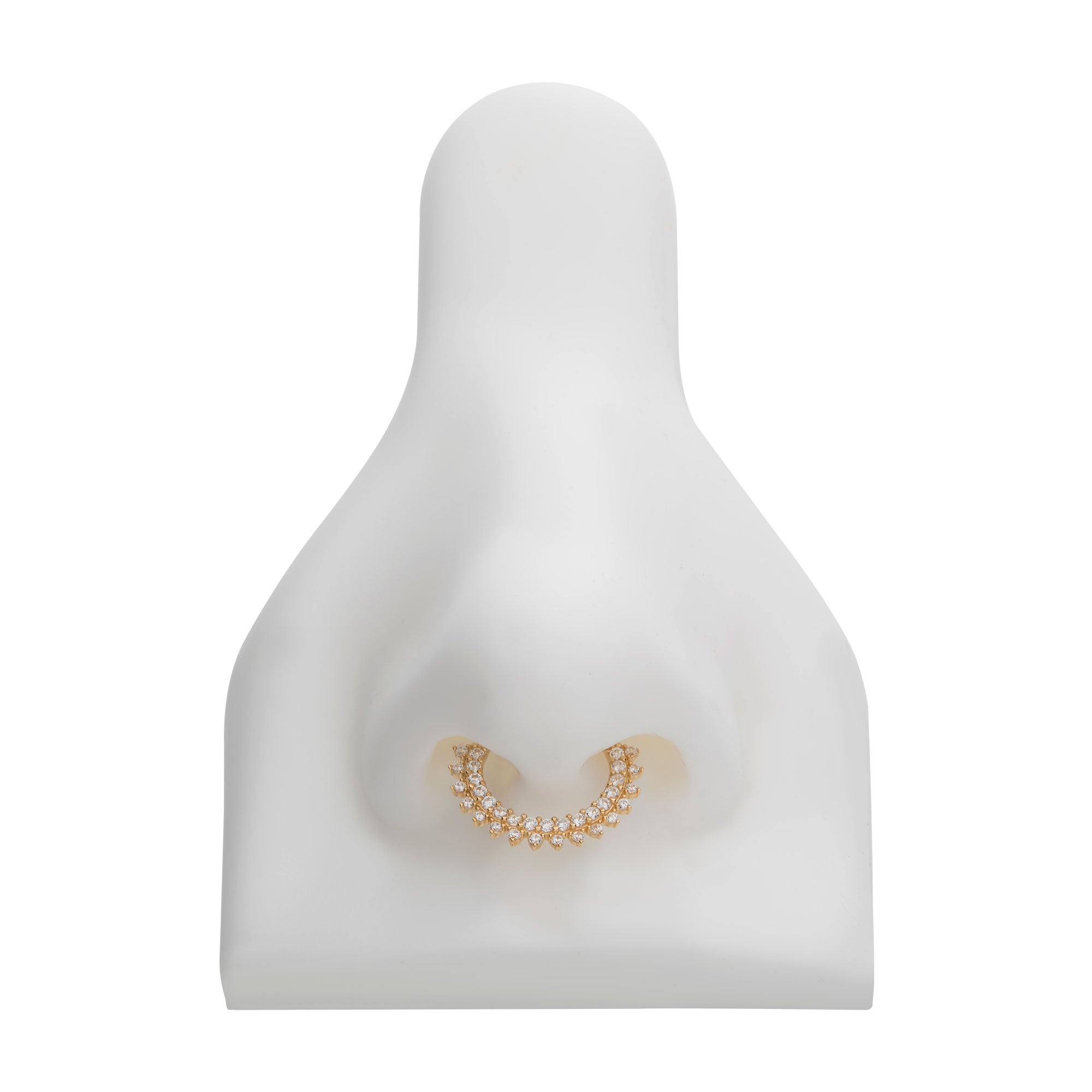 14Kt Yellow Gold with Double Row Prong Set Clear CZ Front Facing Hinged Segment Clicker