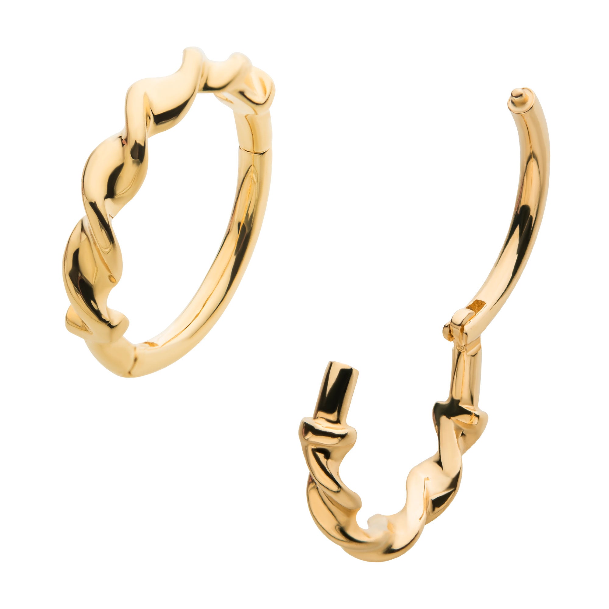 14kt Yellow Gold Twisted Side Facing Hinged Segment Clicker