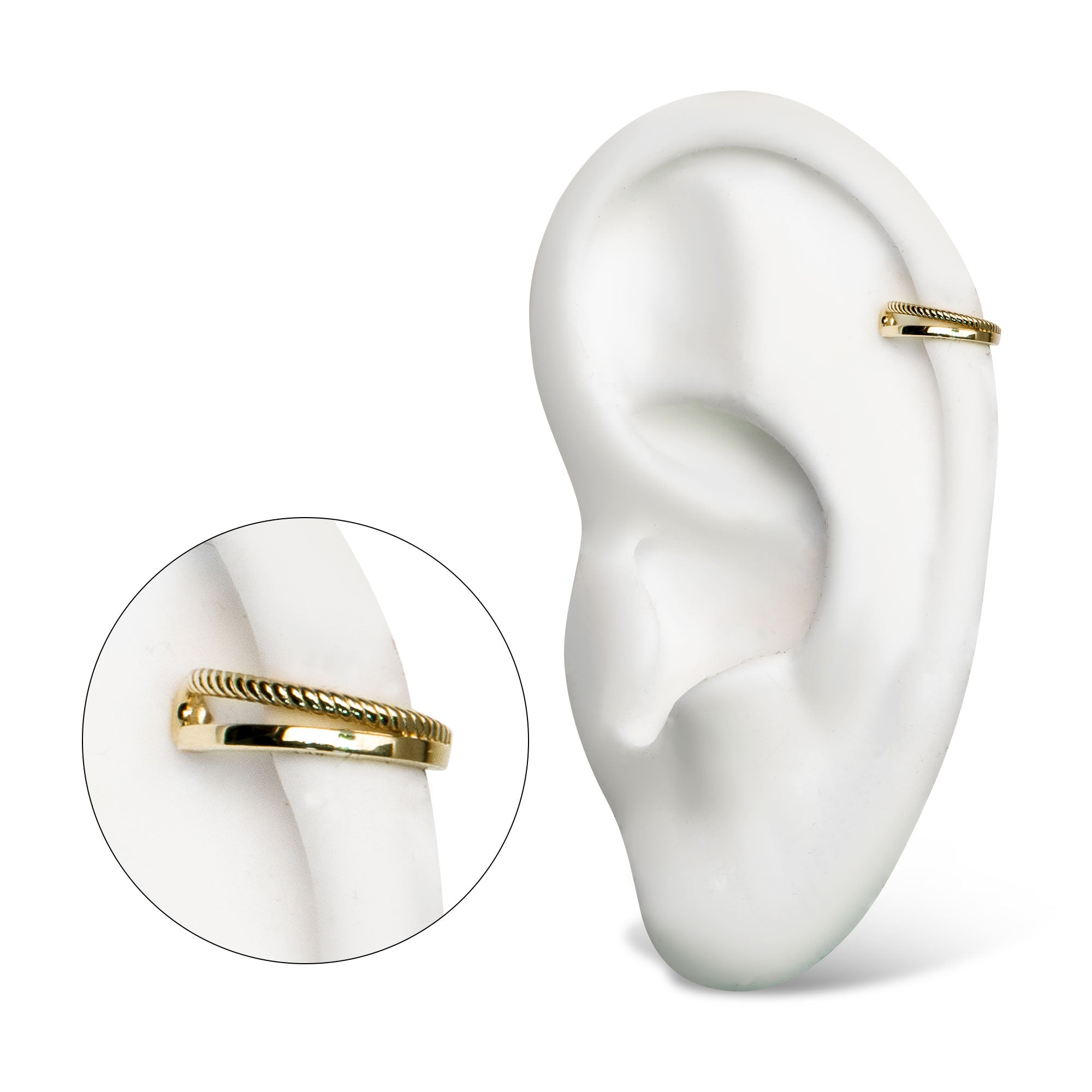 14kt Yellow Gold with Double Bar Half-Twisted Side Facing Hinged Segment Clicker