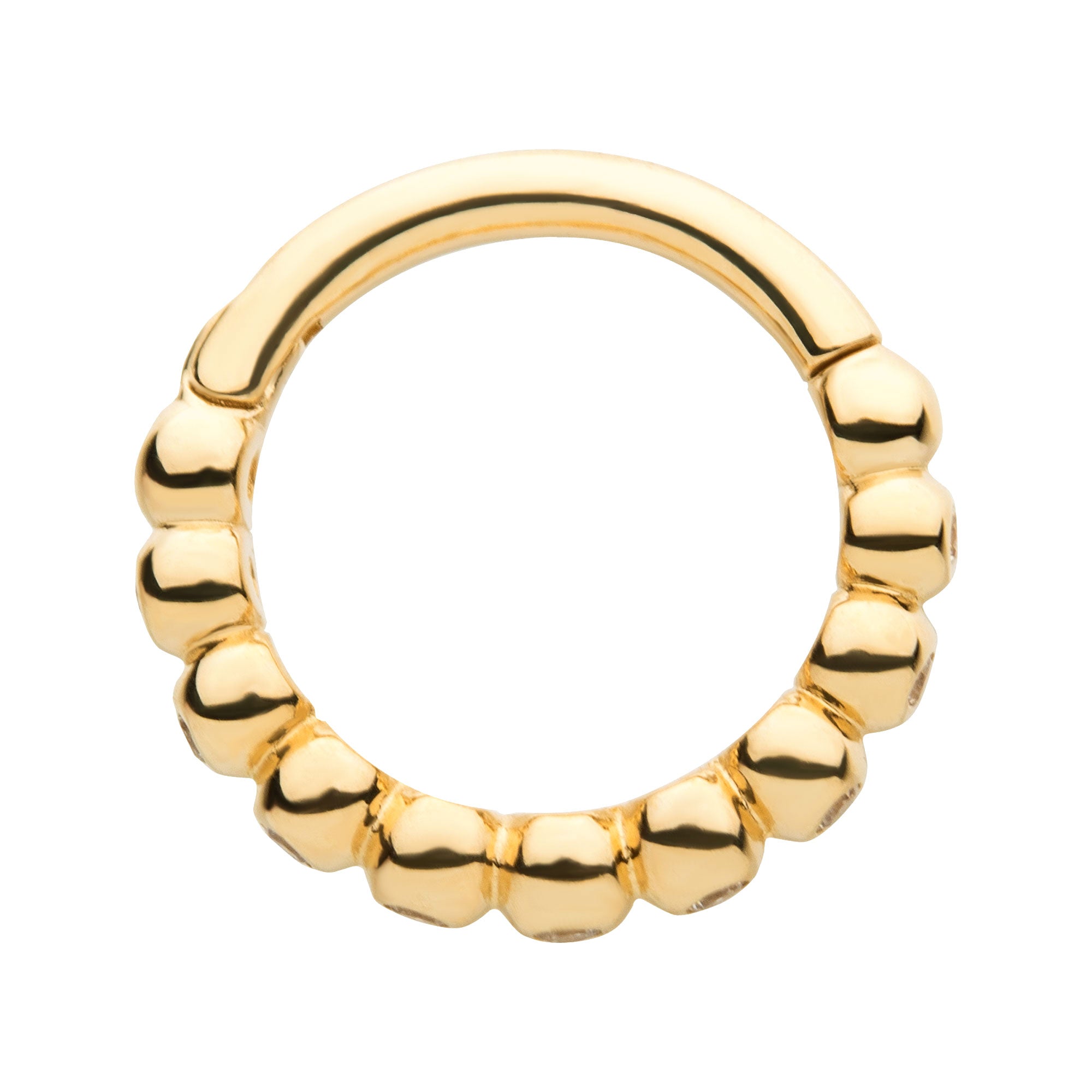 14kt Yellow Gold Bezel CZ Side Facing Hinged Segment Clicker