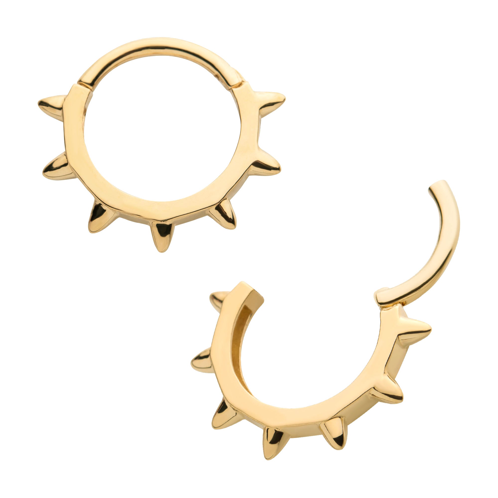 14kt Yellow Gold Spike Edge Front Facing Hinged Segment Clicker