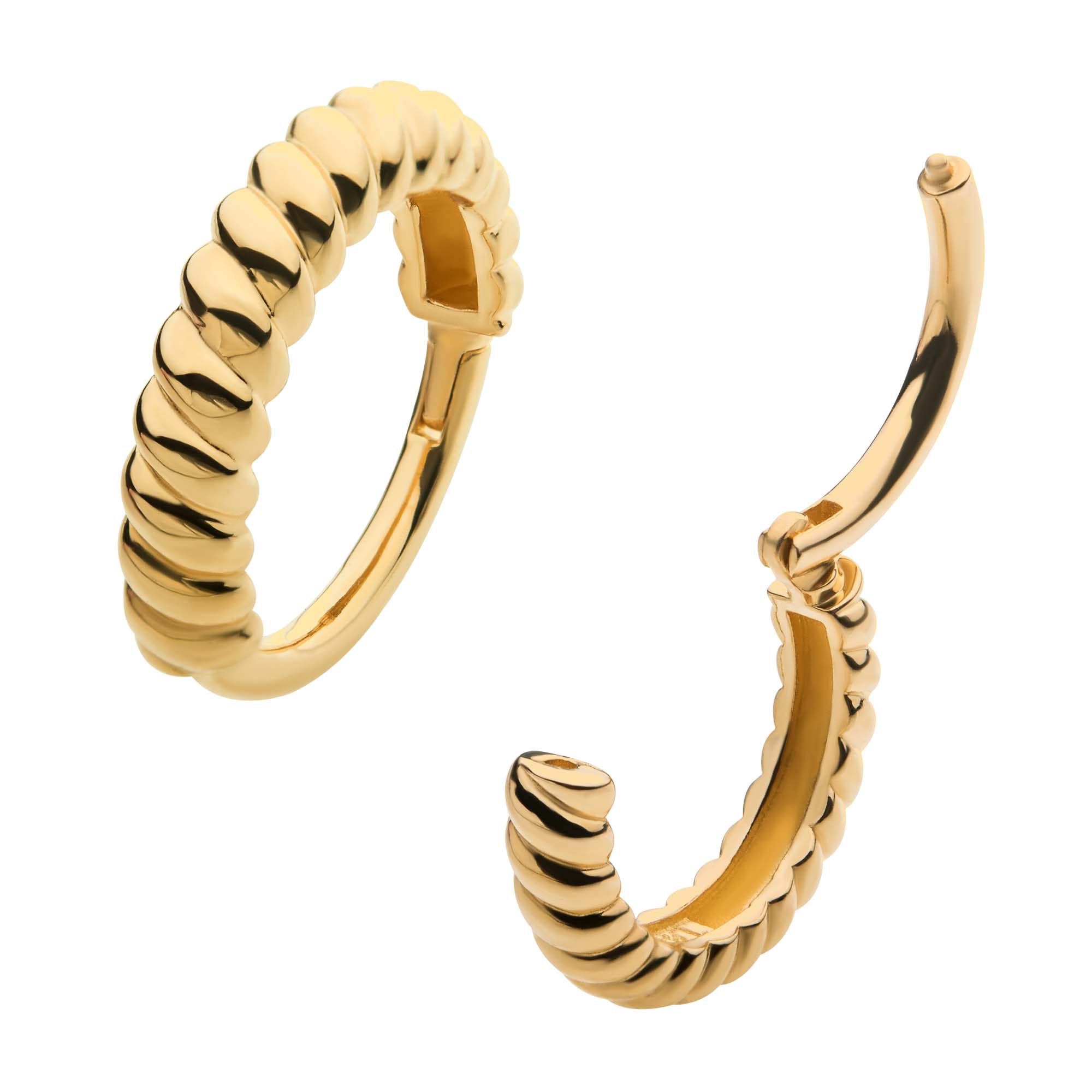 14kt Yellow Gold Twisted Rope Side Facing Hinged Segment Clicker