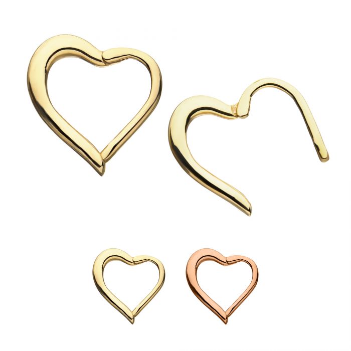 14kt Gold Heart Shape Hinged Segment Ring (Right Ear)