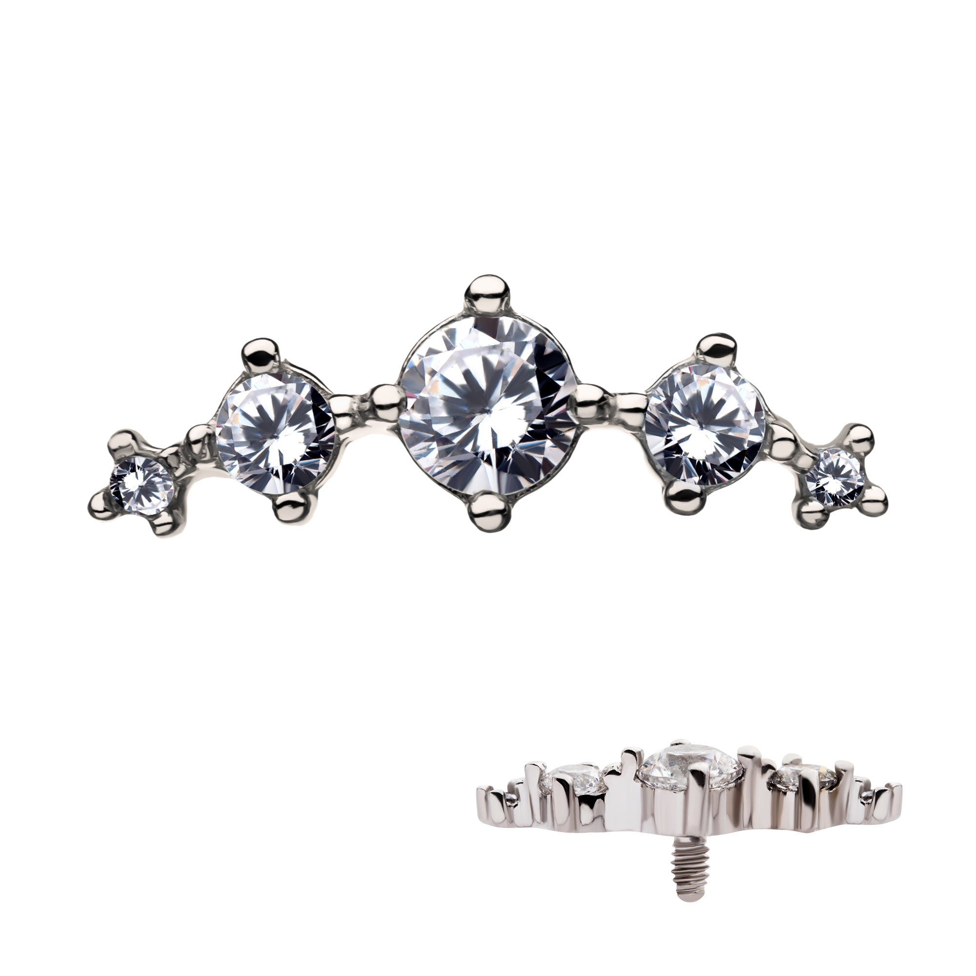 14Kt Gold Internally Threaded Swarovski CZ Cluster Top