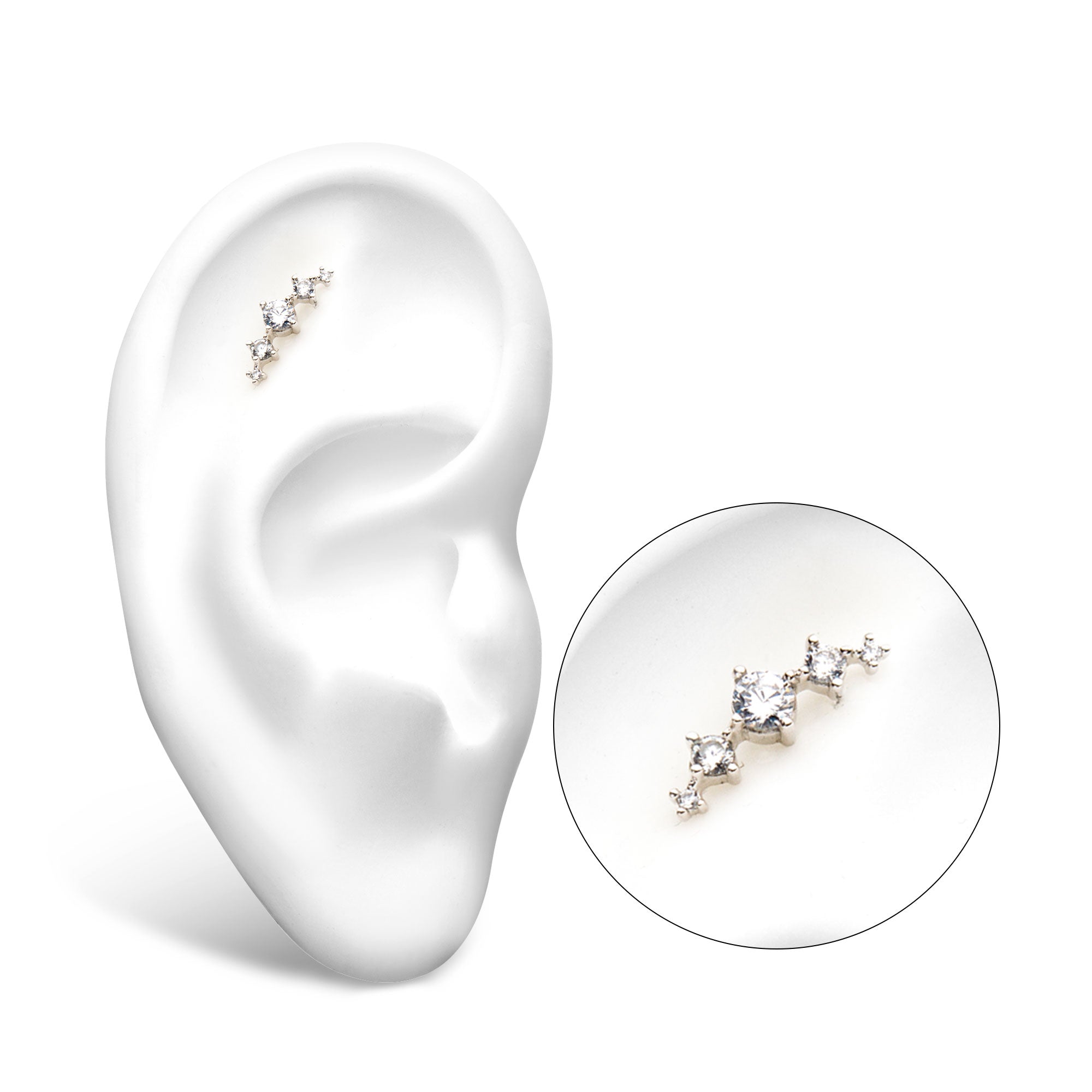 14Kt Gold Internally Threaded Swarovski CZ Cluster Top