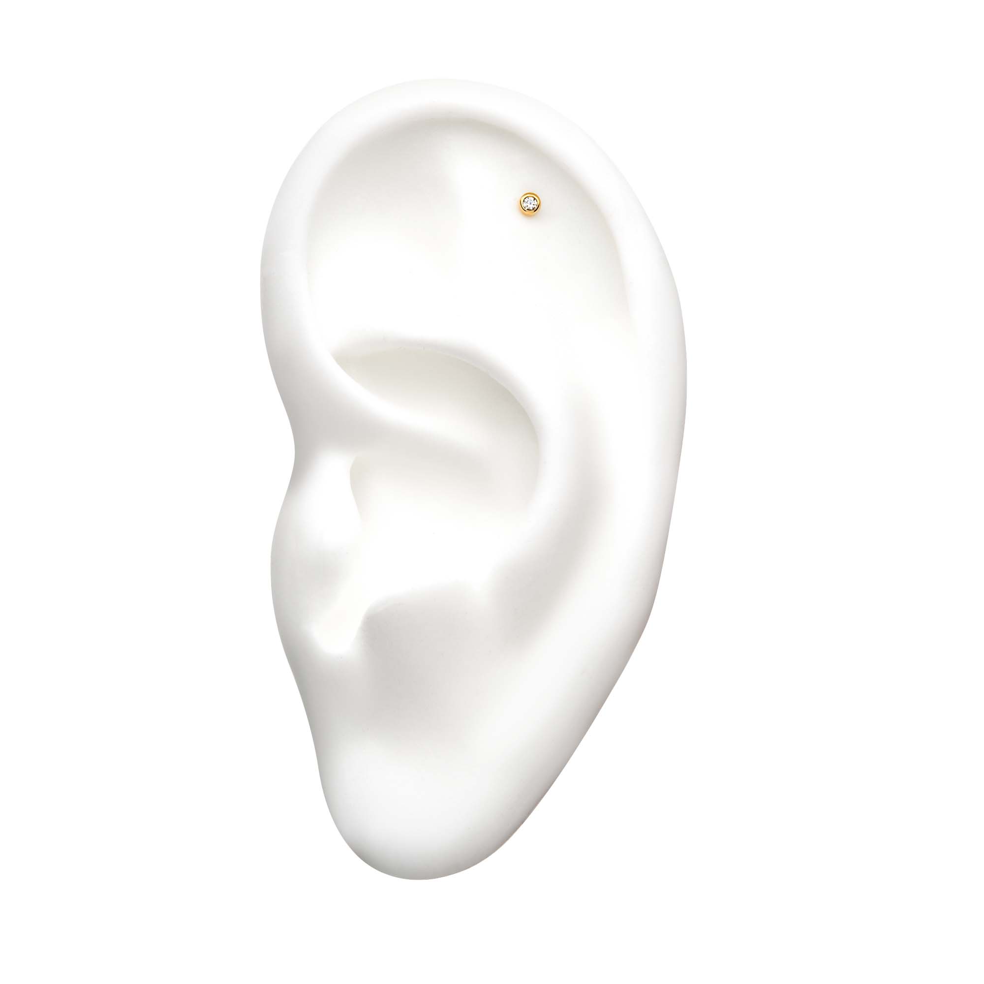 14kt Gold Threadless Bezel Clear CZ Top Yellow Gold|Clear