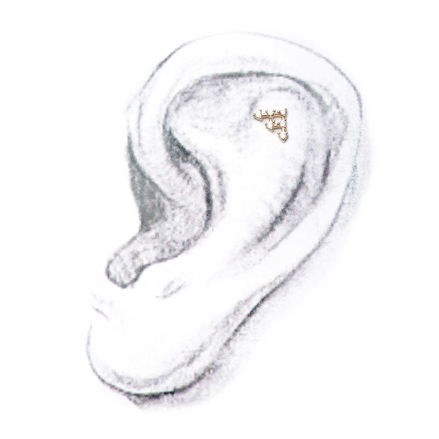 14kt Yellow Gold Threadless Crown Set Multi-Clear CZ Top