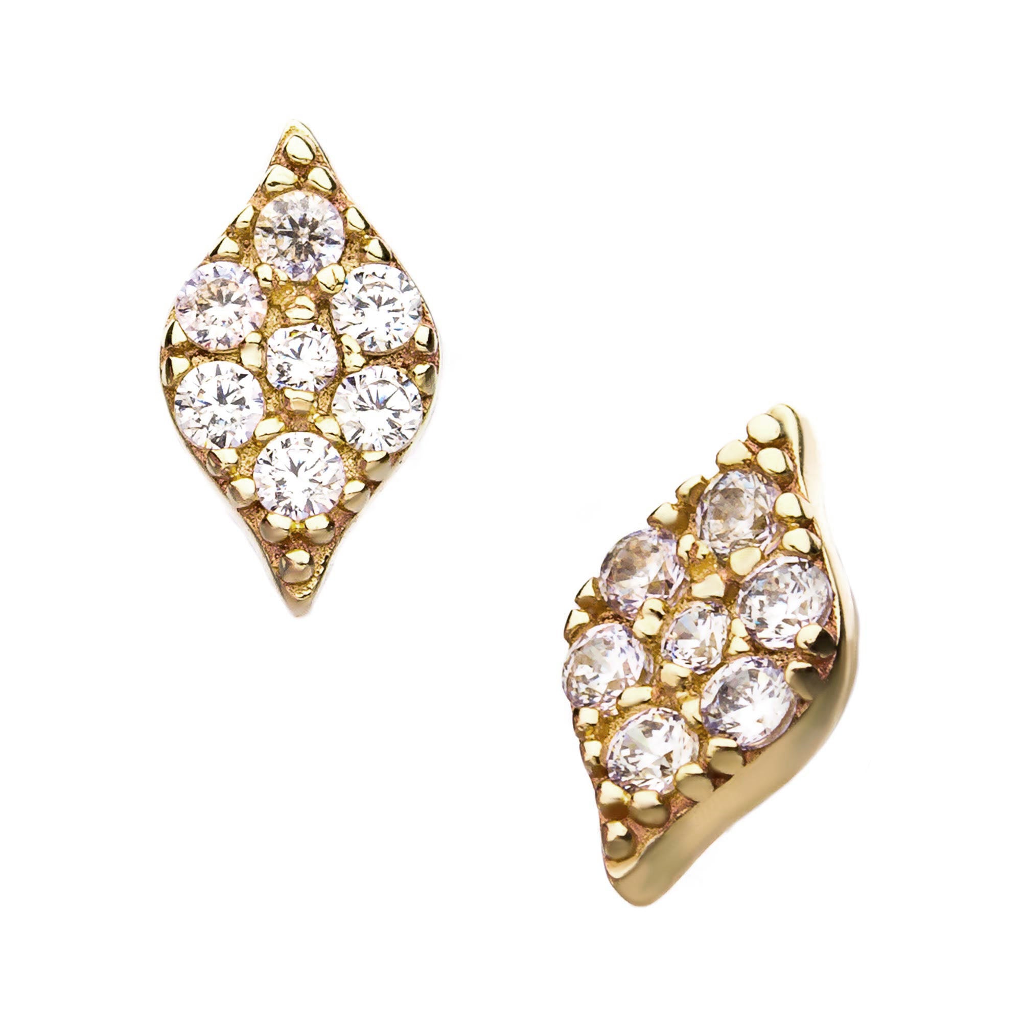 14kt Yellow Gold Threadless Prong Set Multi-Clear CZ Diamond Shape Top