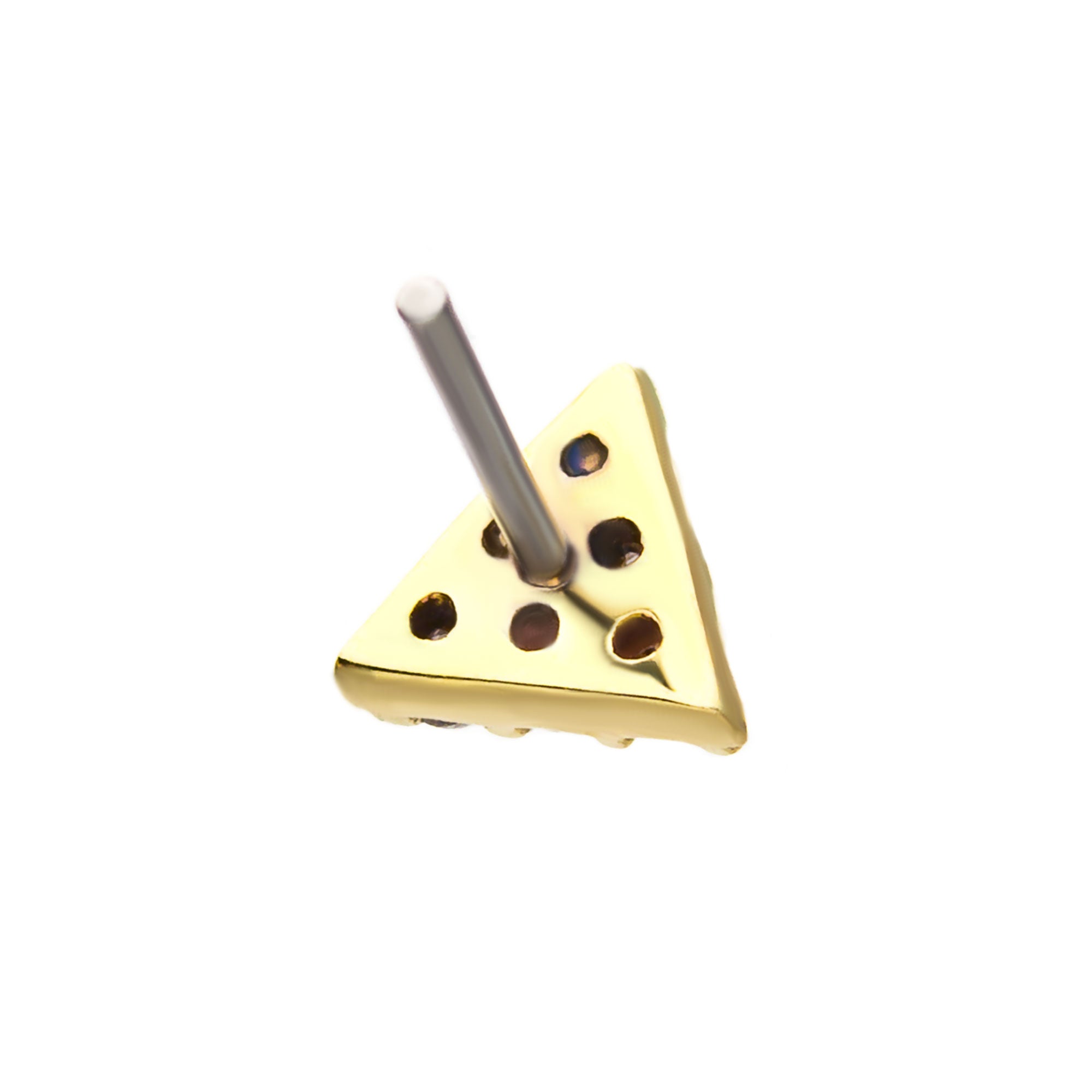 14kt White Gold Threadless Prong Set Multi-Clear CZ Triangle Shape Top