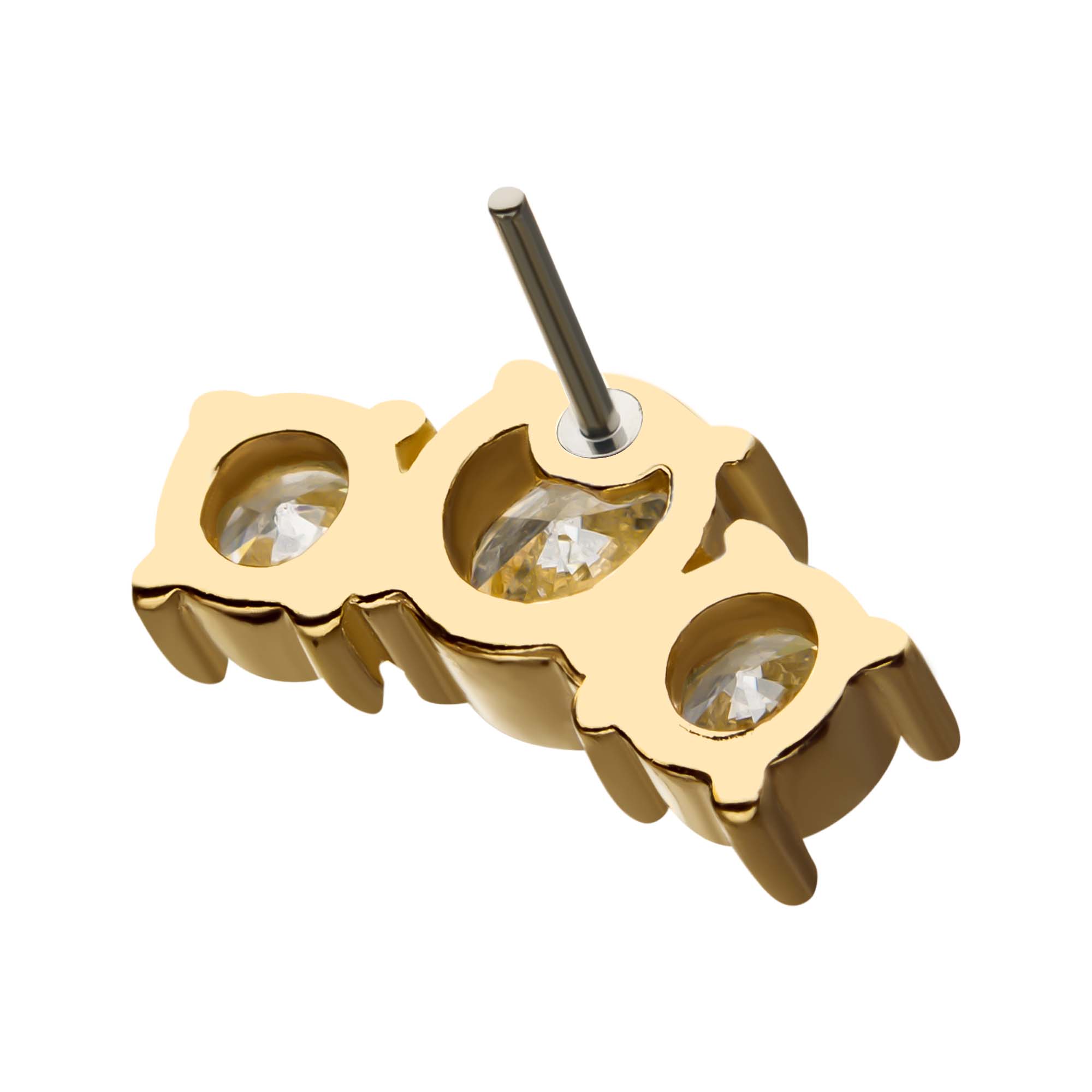 14kt Yellow Gold Threadless 4-Prong Set Clear CZ Top