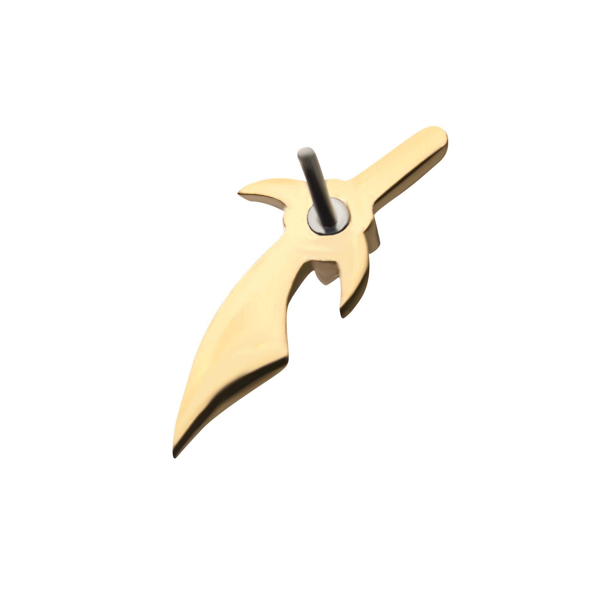 14kt Yellow Gold Machete Threadless Top Center Clear CZ Gem