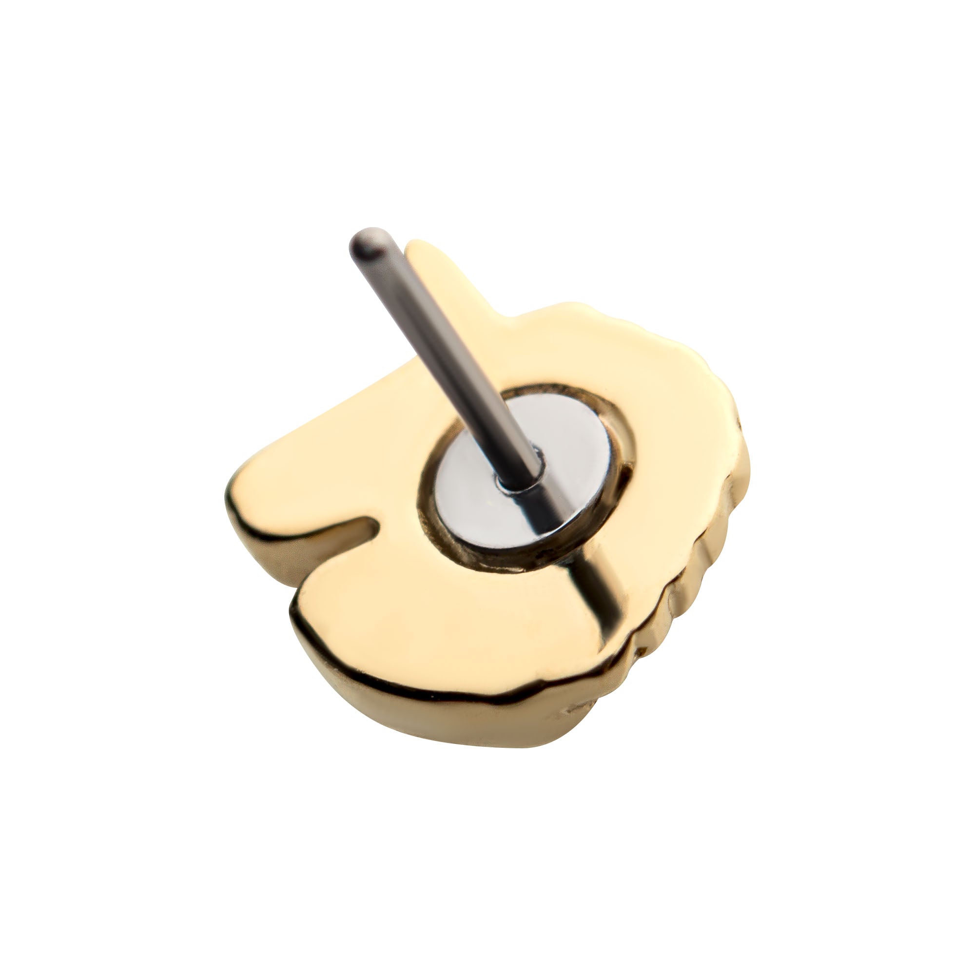 14kt Yellow Gold Threadless White Enamel Unicorn Top