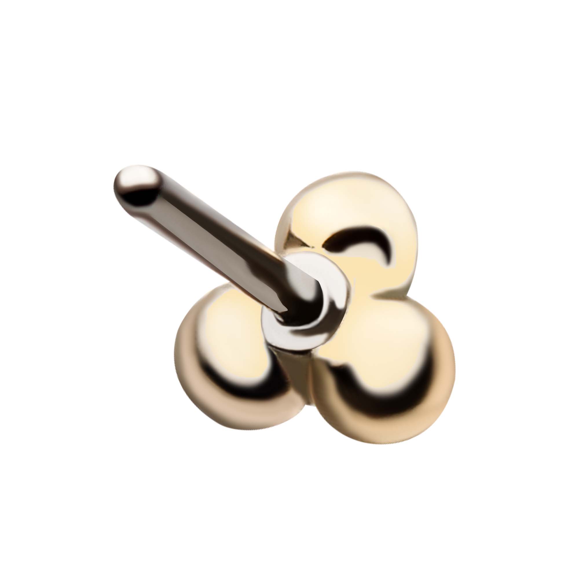 14kt Yellow Gold Threadless Tri Ball Top