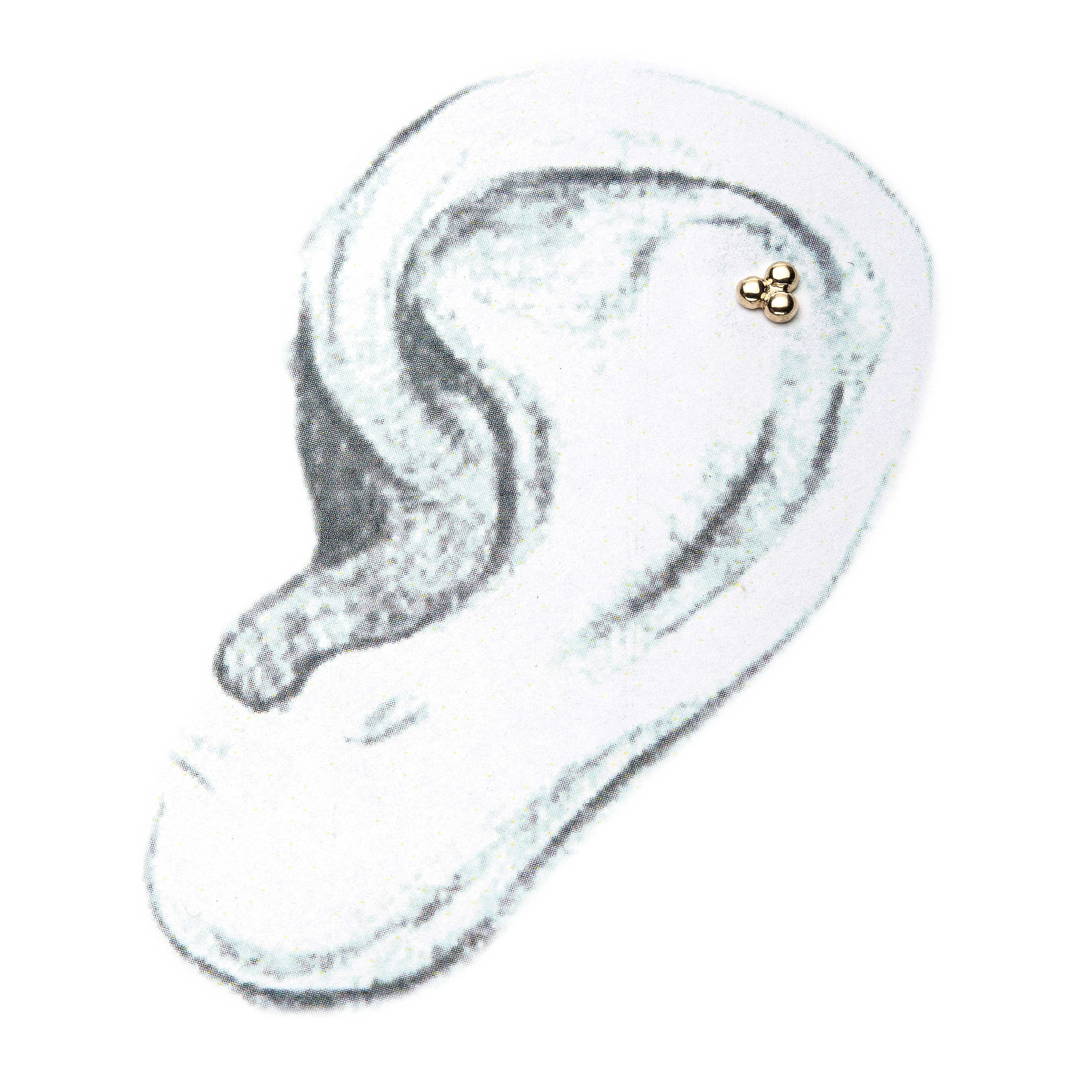 14kt Yellow Gold Threadless Tri Ball Top