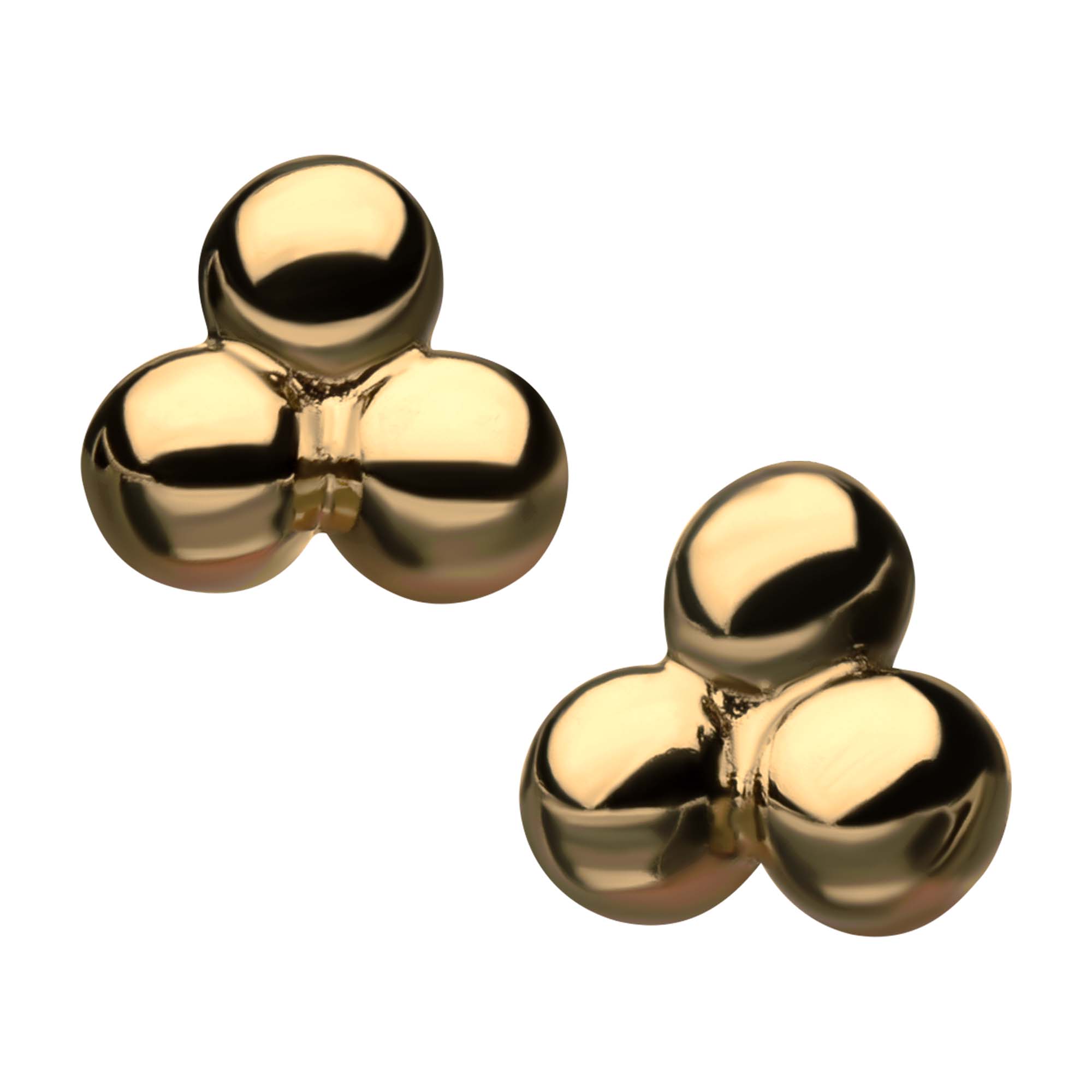 14kt Yellow Gold Threadless Tri Ball Top