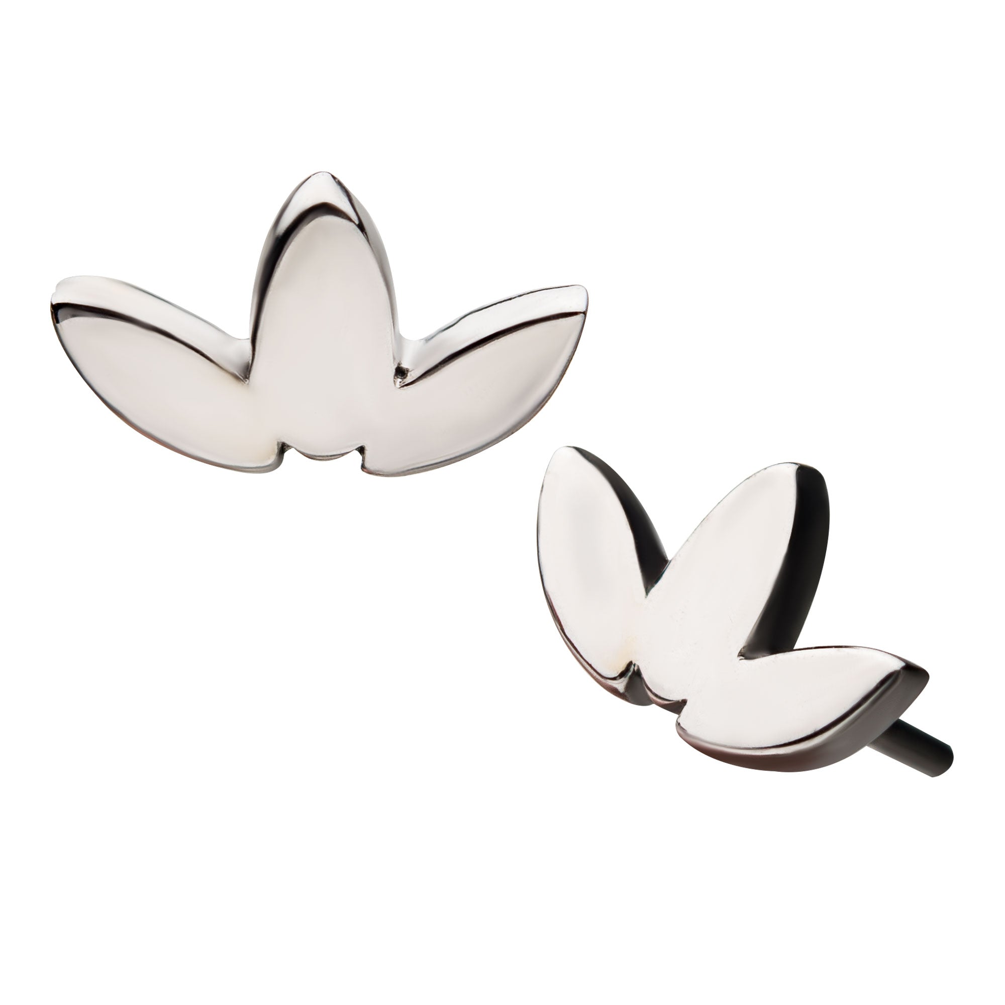 14kt Gold Triple Leaf Threadless Top White Gold