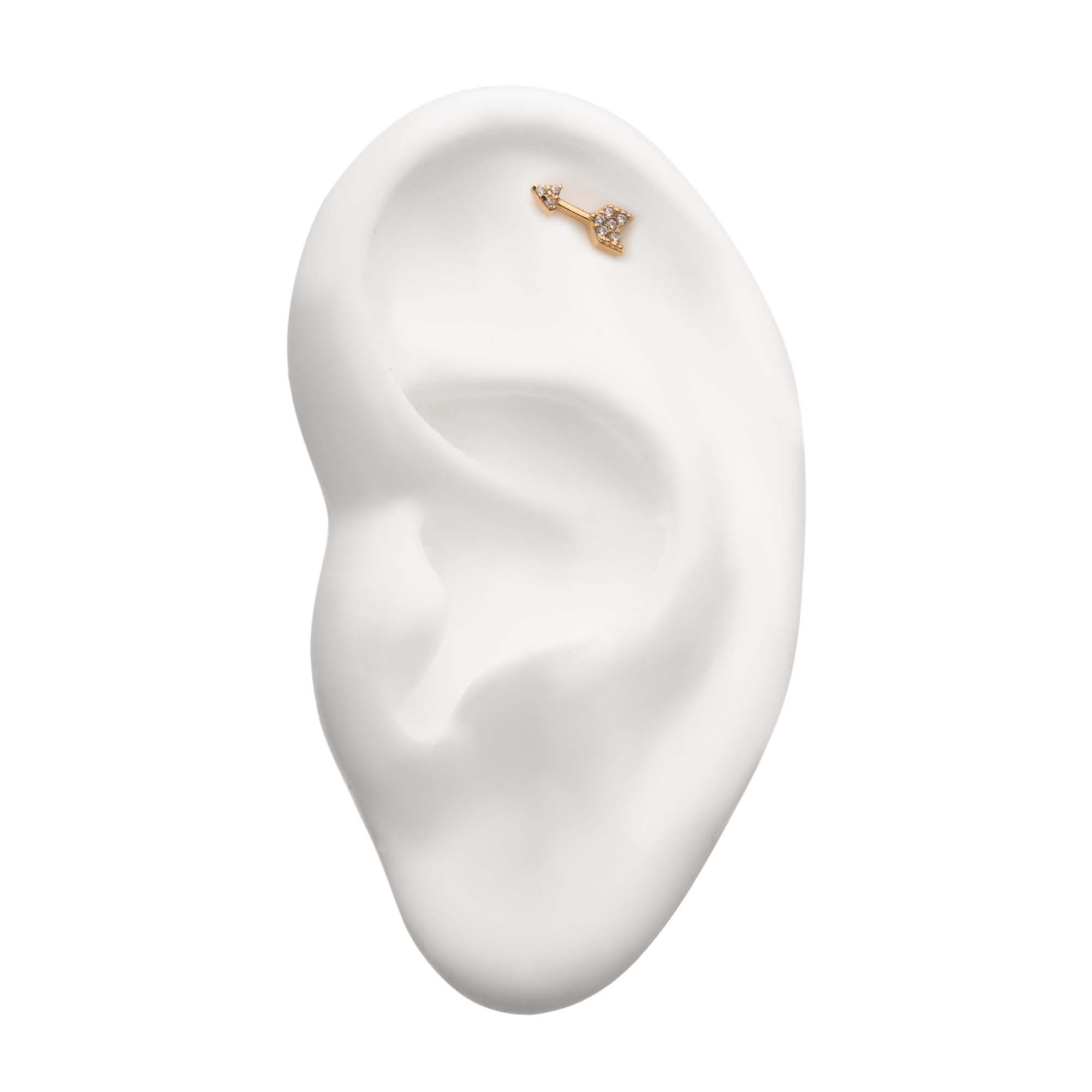 14kt Yellow Gold Threadless Multi-Clear CZ Arrow Top