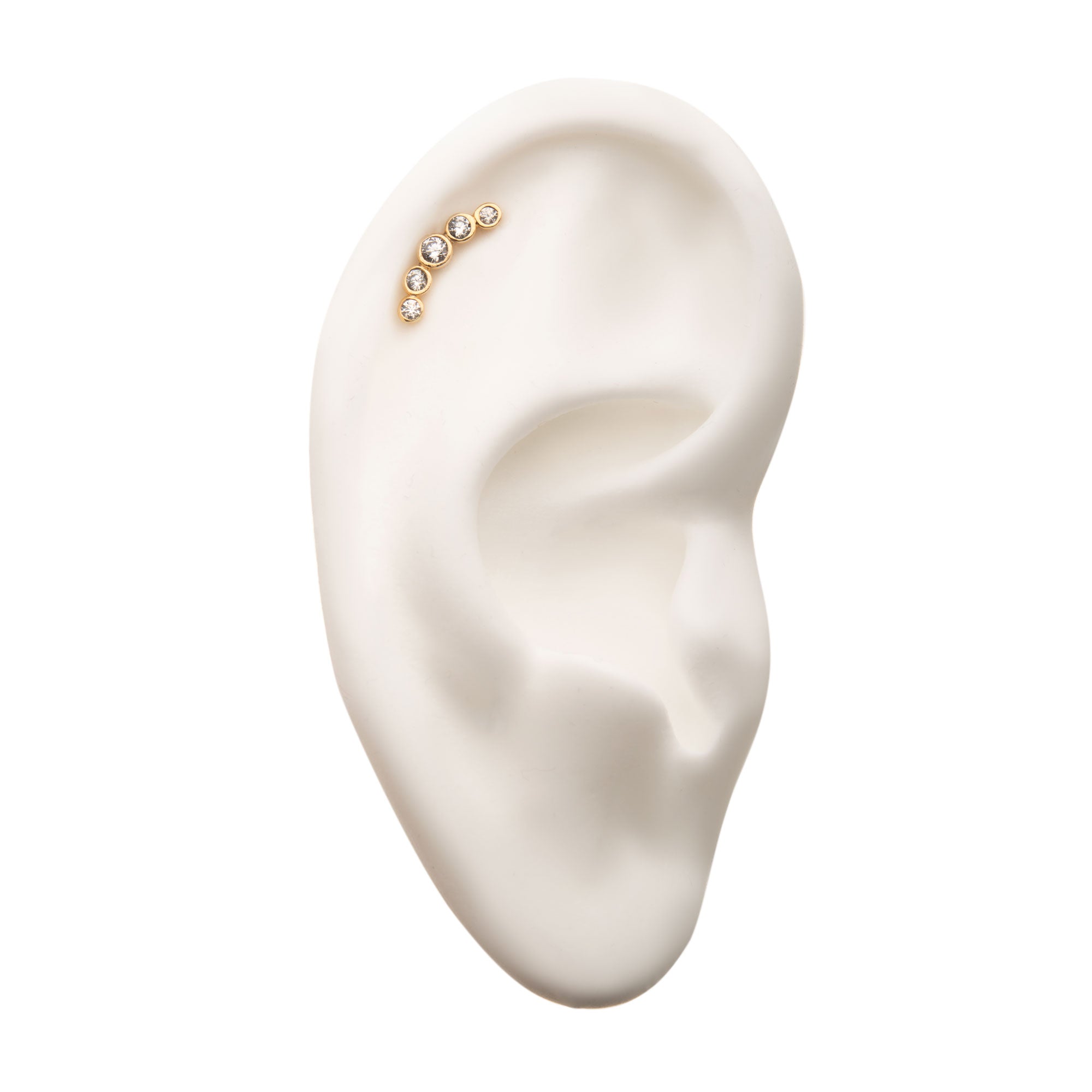 14kt Yellow Gold Threadless 5-Clear Gem Cluster Top