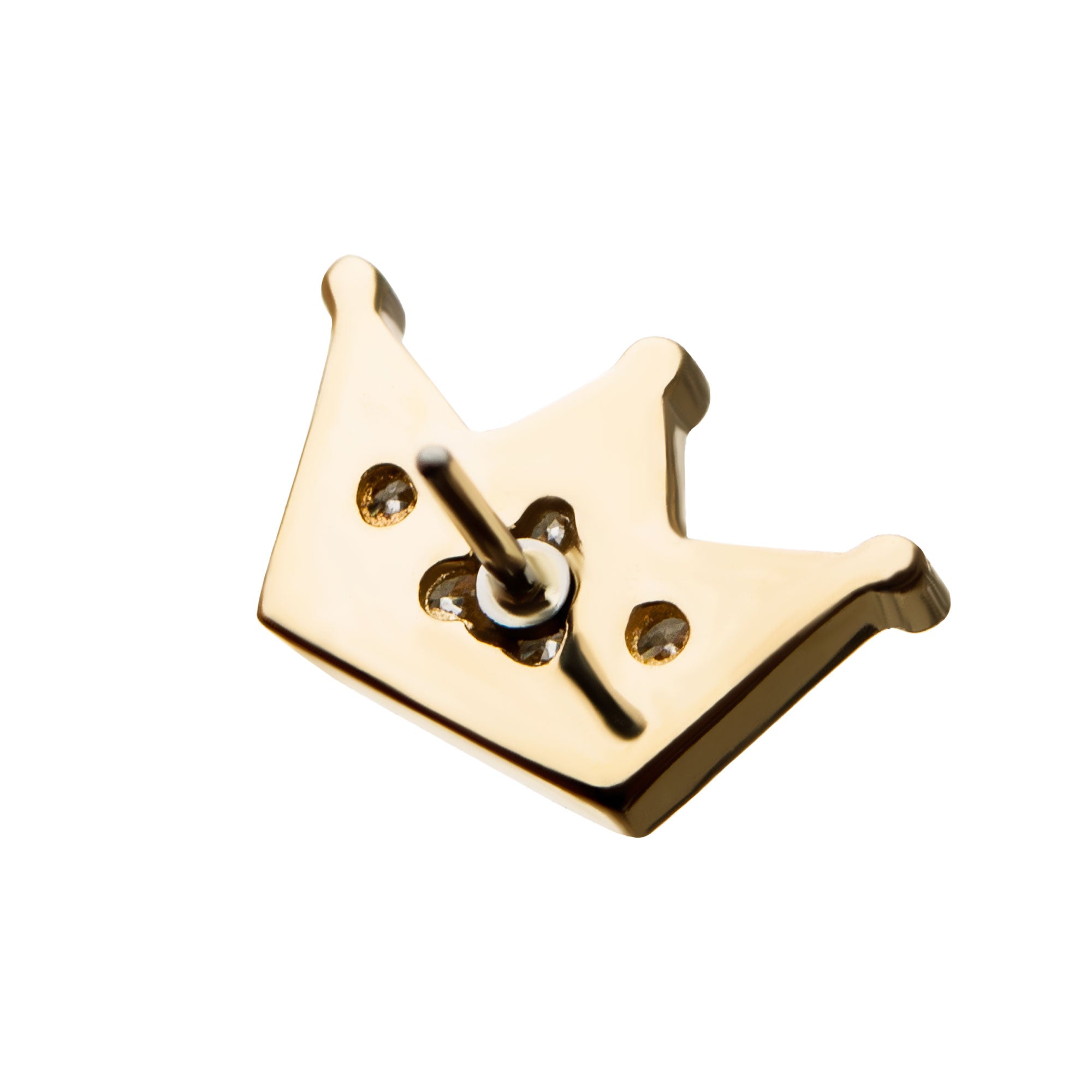 14kt Yellow Gold Threadless Clear Gem Crown Top