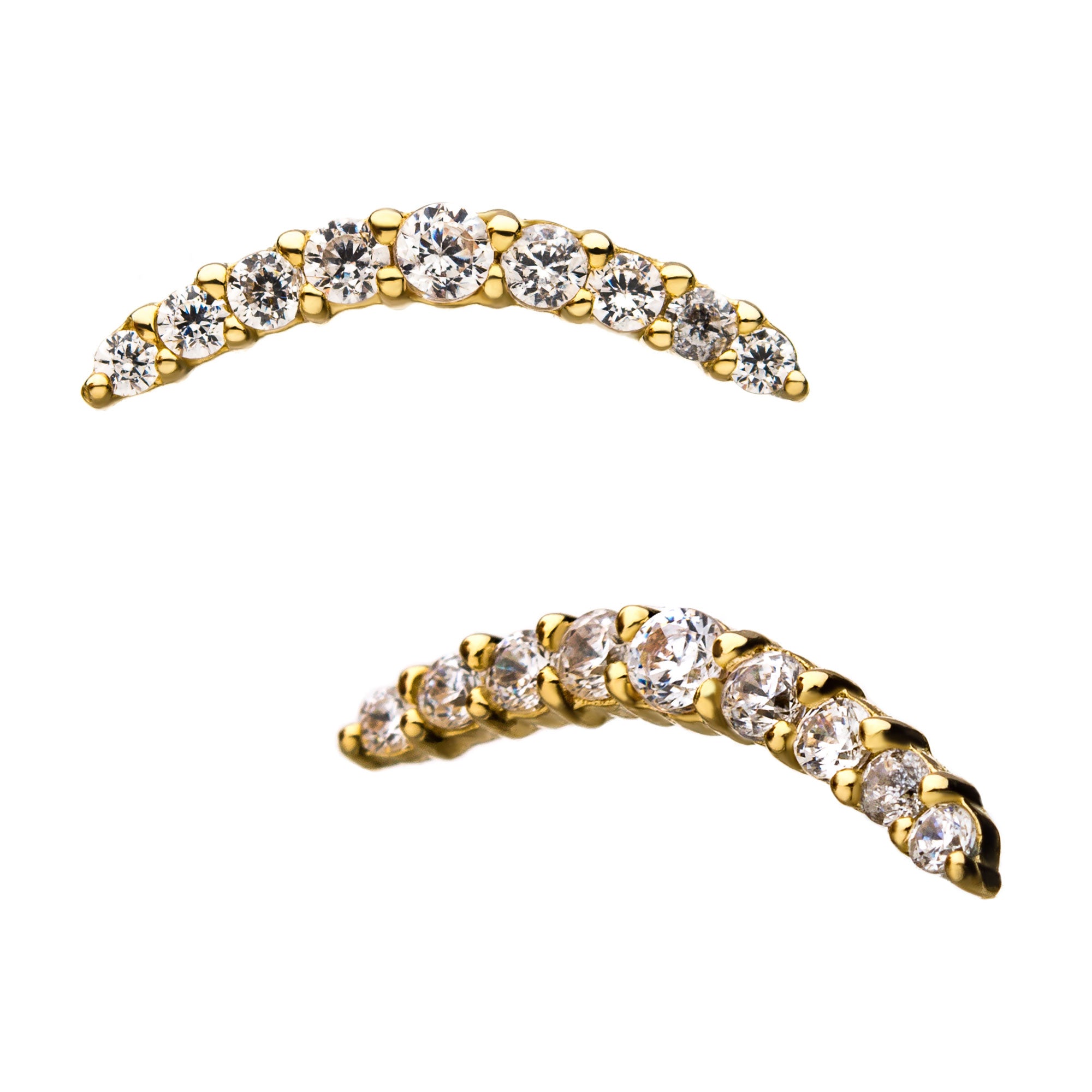 14kt Yellow Gold Threadless 9-Prong Set Clear CZ Top
