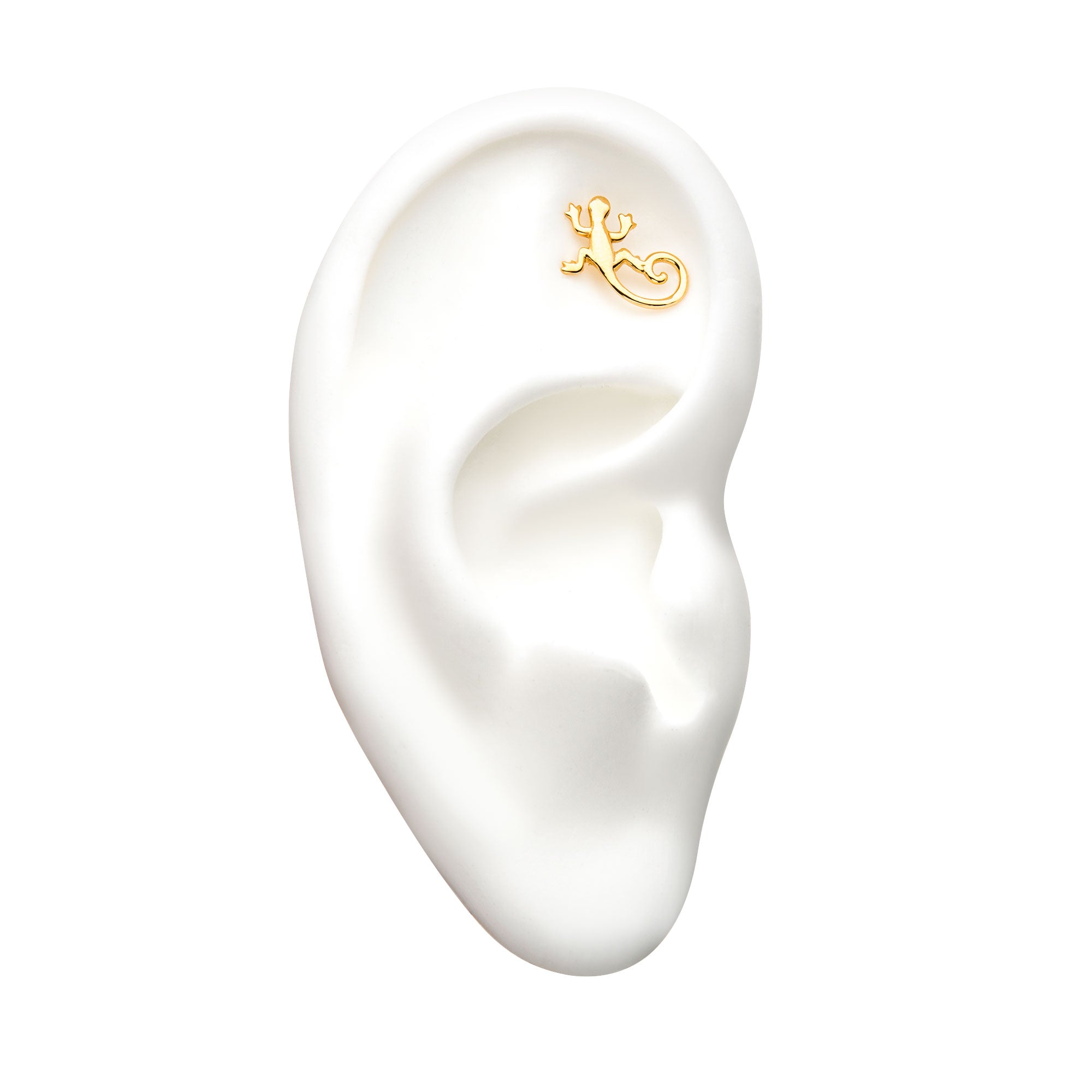 14kt Yellow Gold Threadless 12mm Lizard Top