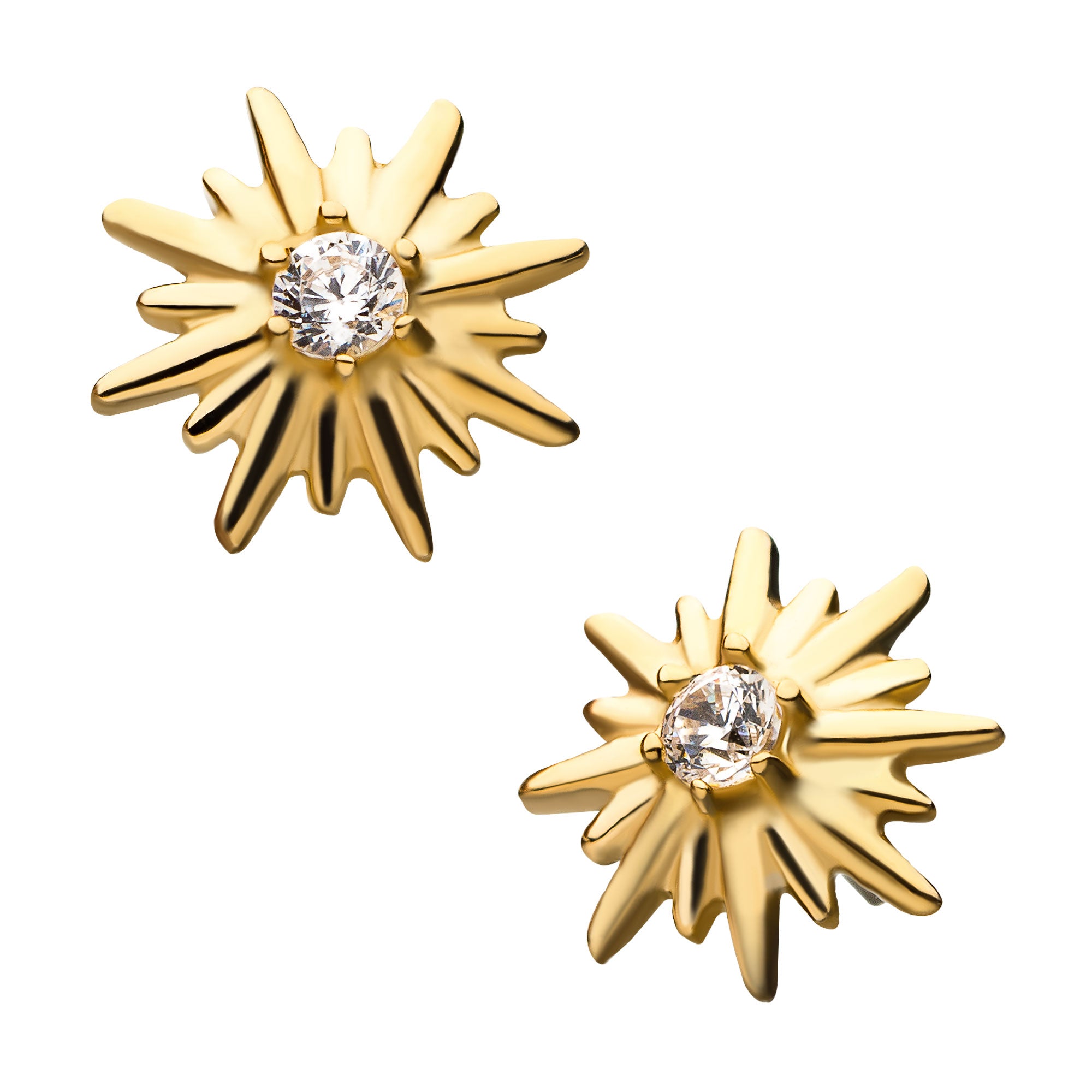 14kt Yellow Gold Threadless Star Clear CZ Top