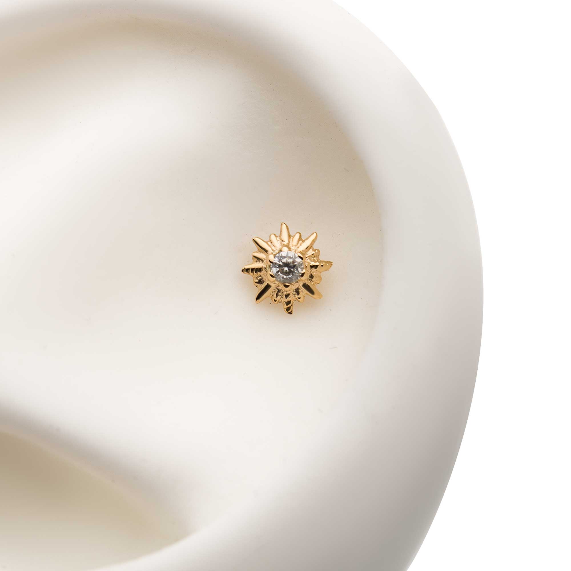 14kt Yellow Gold Threadless Star Clear CZ Top