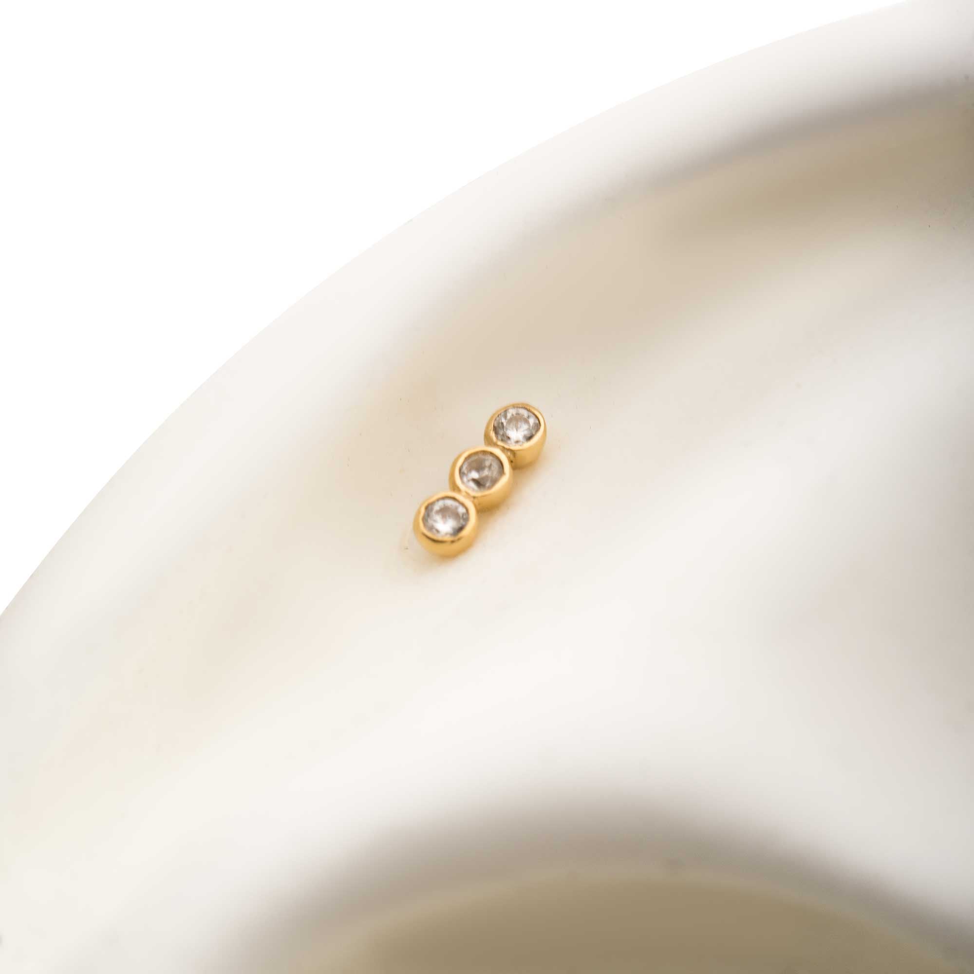 14kt Yellow Gold Threadless 3 Bezel Clear CZ Top