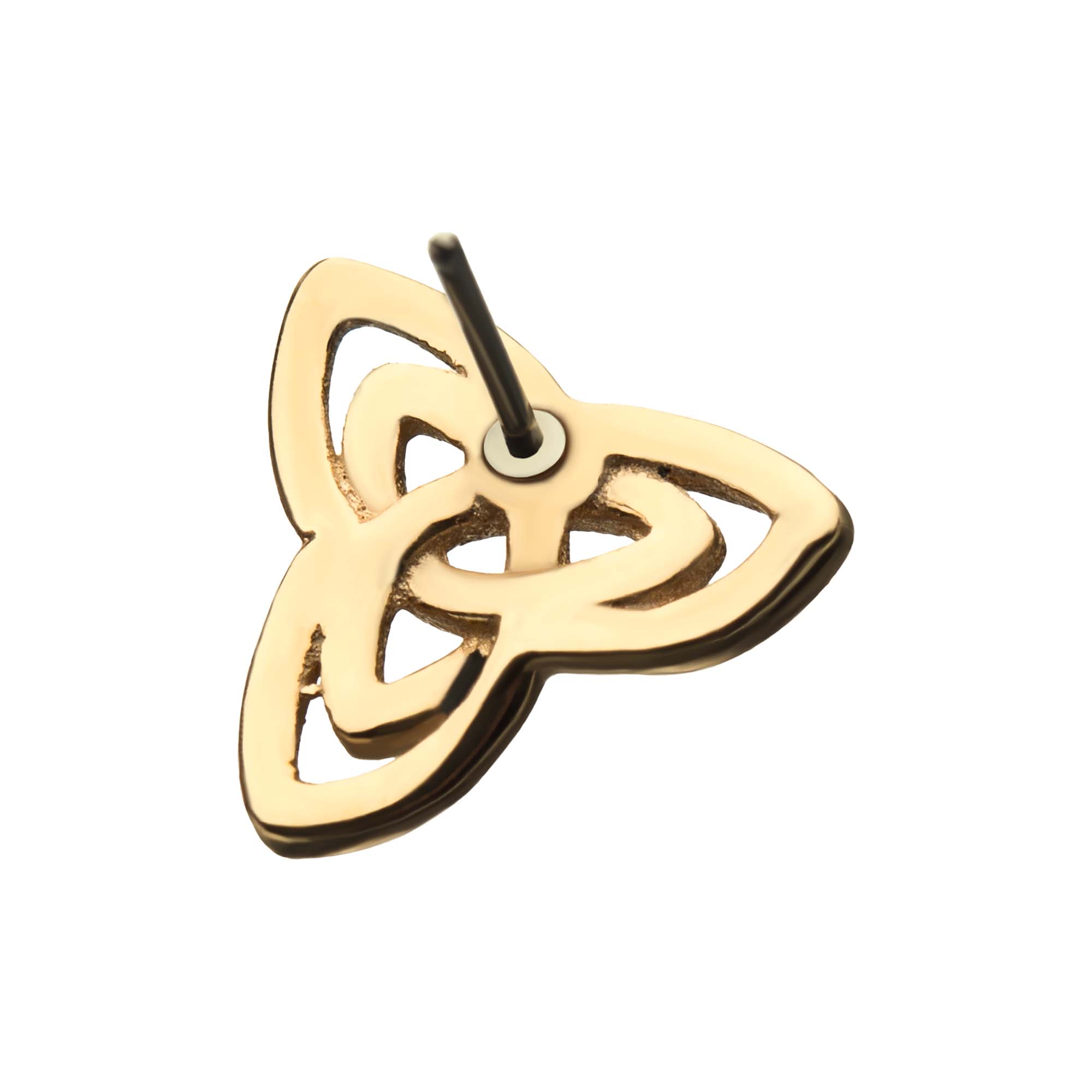 14kt Gold Threadless Trinity Symbol Top Yellow Gold