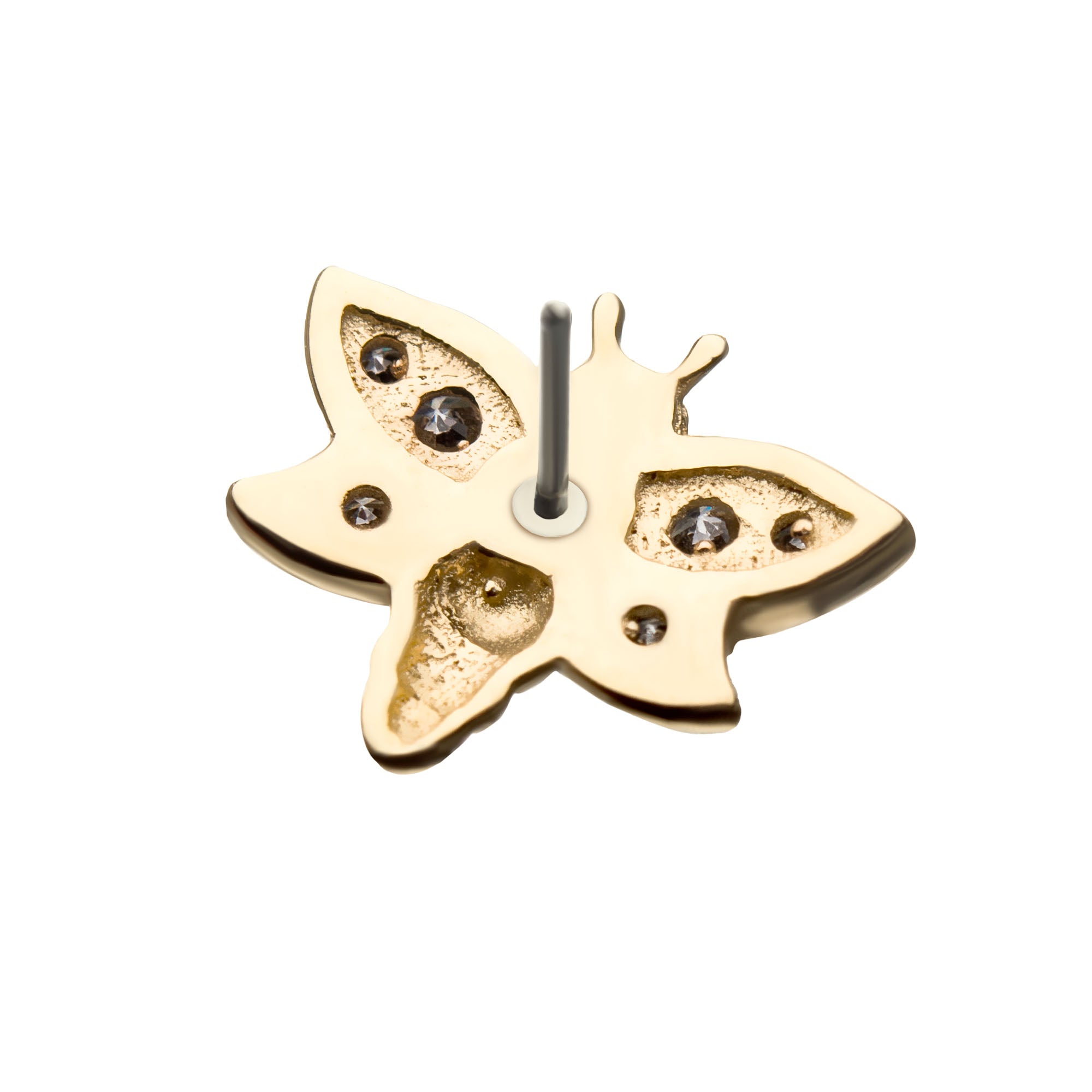14kt Yellow Gold Threadless Clear CZ Bee Top