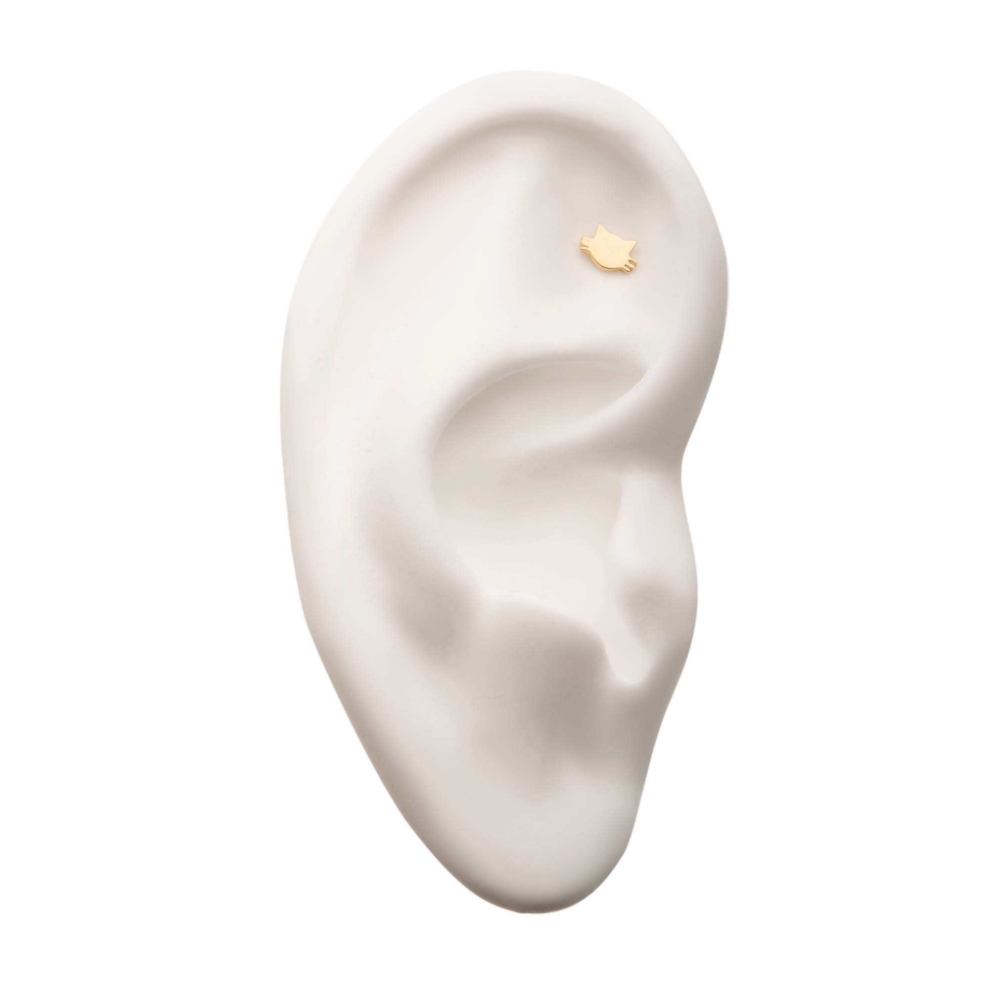 14kt Yellow Gold Threadless Cat Top