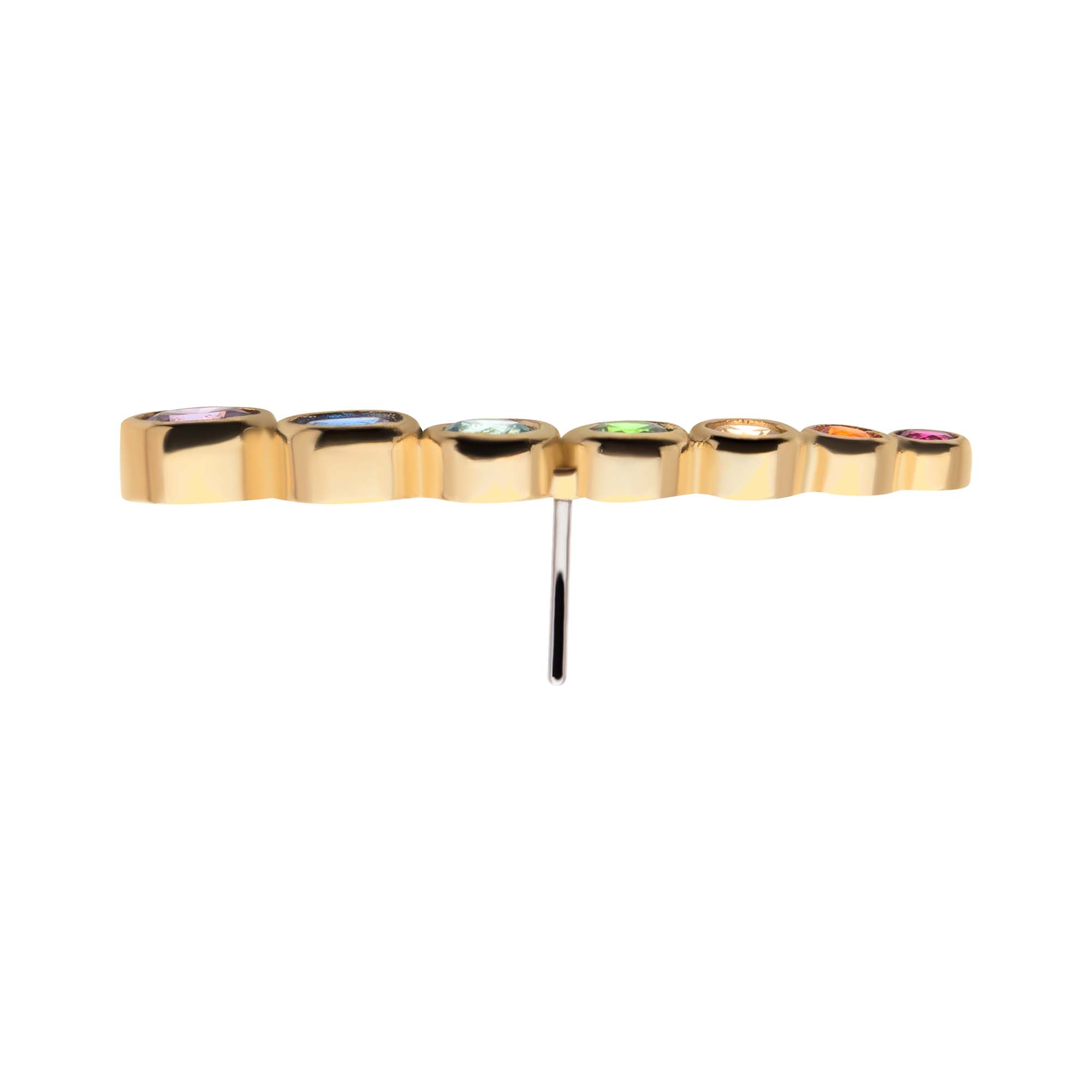 14kt Yellow Gold Threadless Bezel Rainbow CZ 7-Cluster Top (Left Ear)