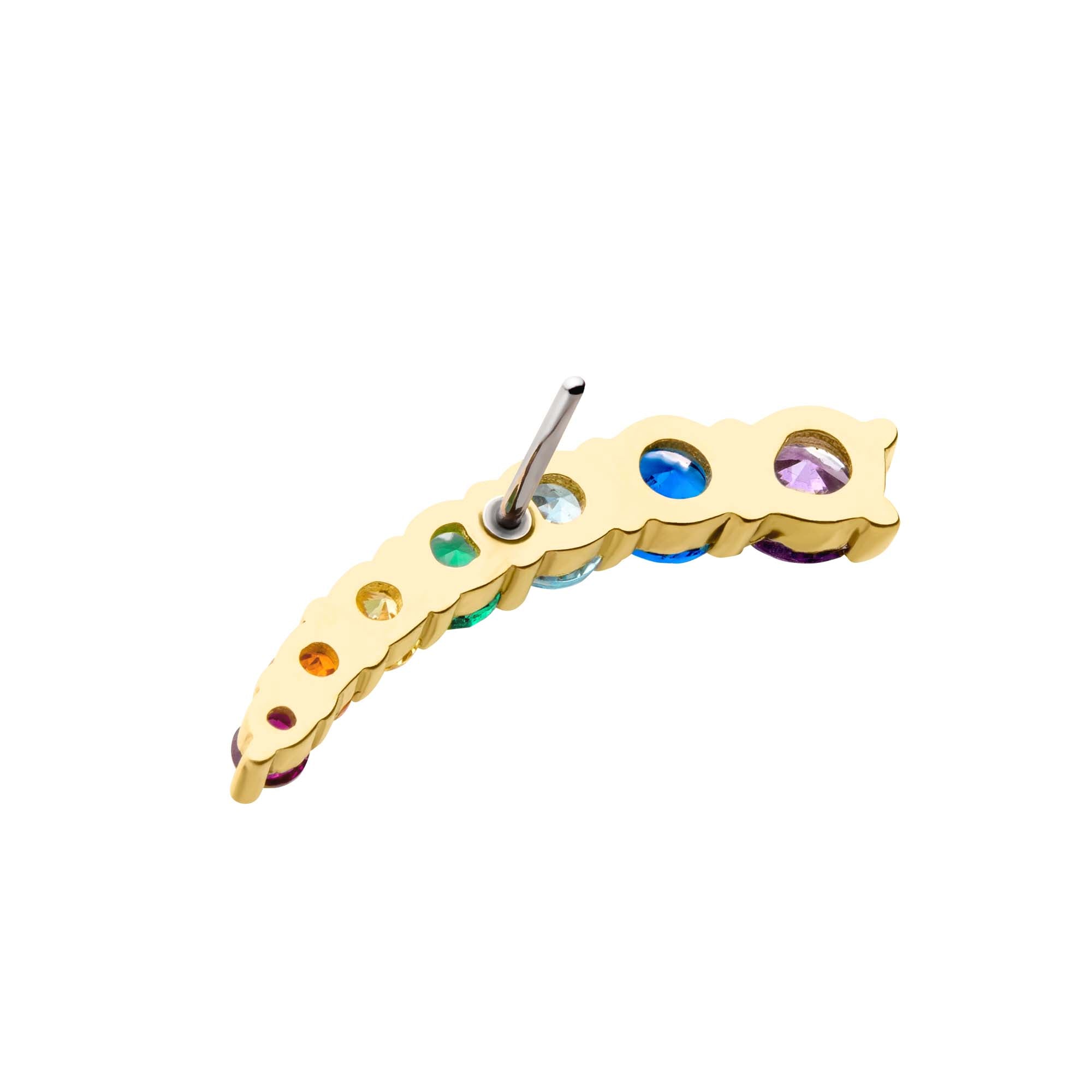 14kt Yellow Gold Threadless Rainbow CZ 7-Cluster Top (Left Ear)