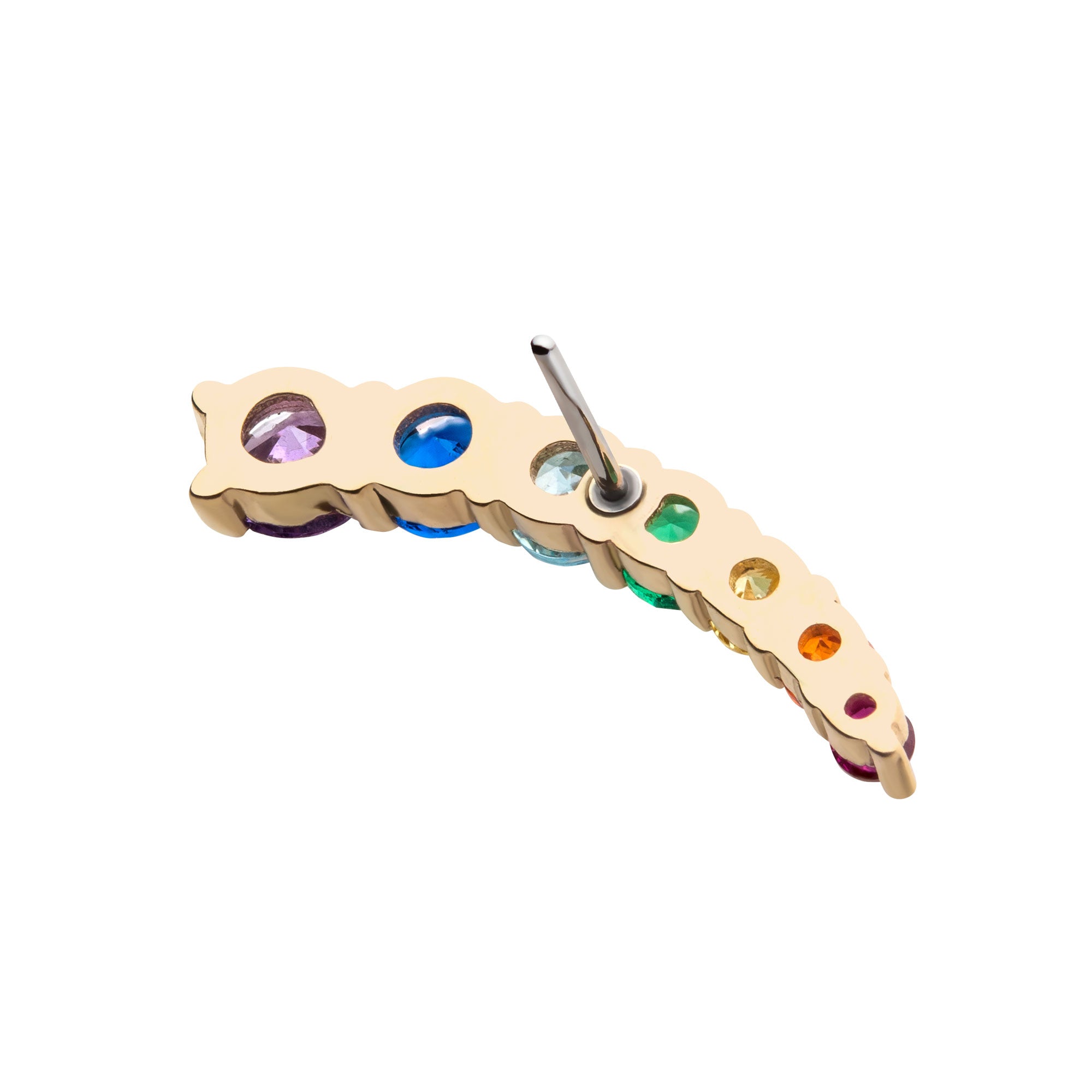 14kt Yellow Gold Threadless Rainbow CZ 7-Cluster Top (Left Ear)