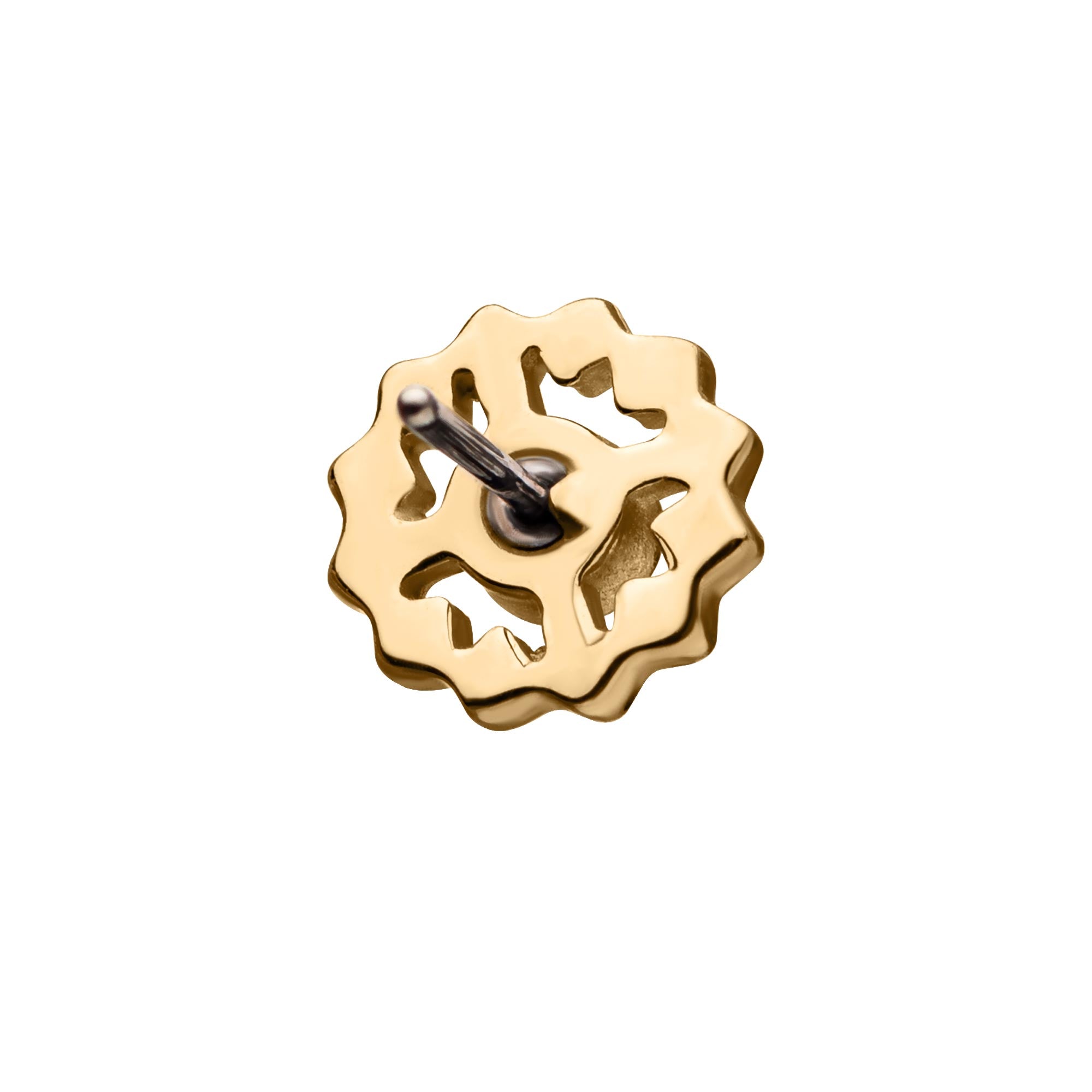 14kt Gold Threadless Flower Clear CZ Top Yellow Gold