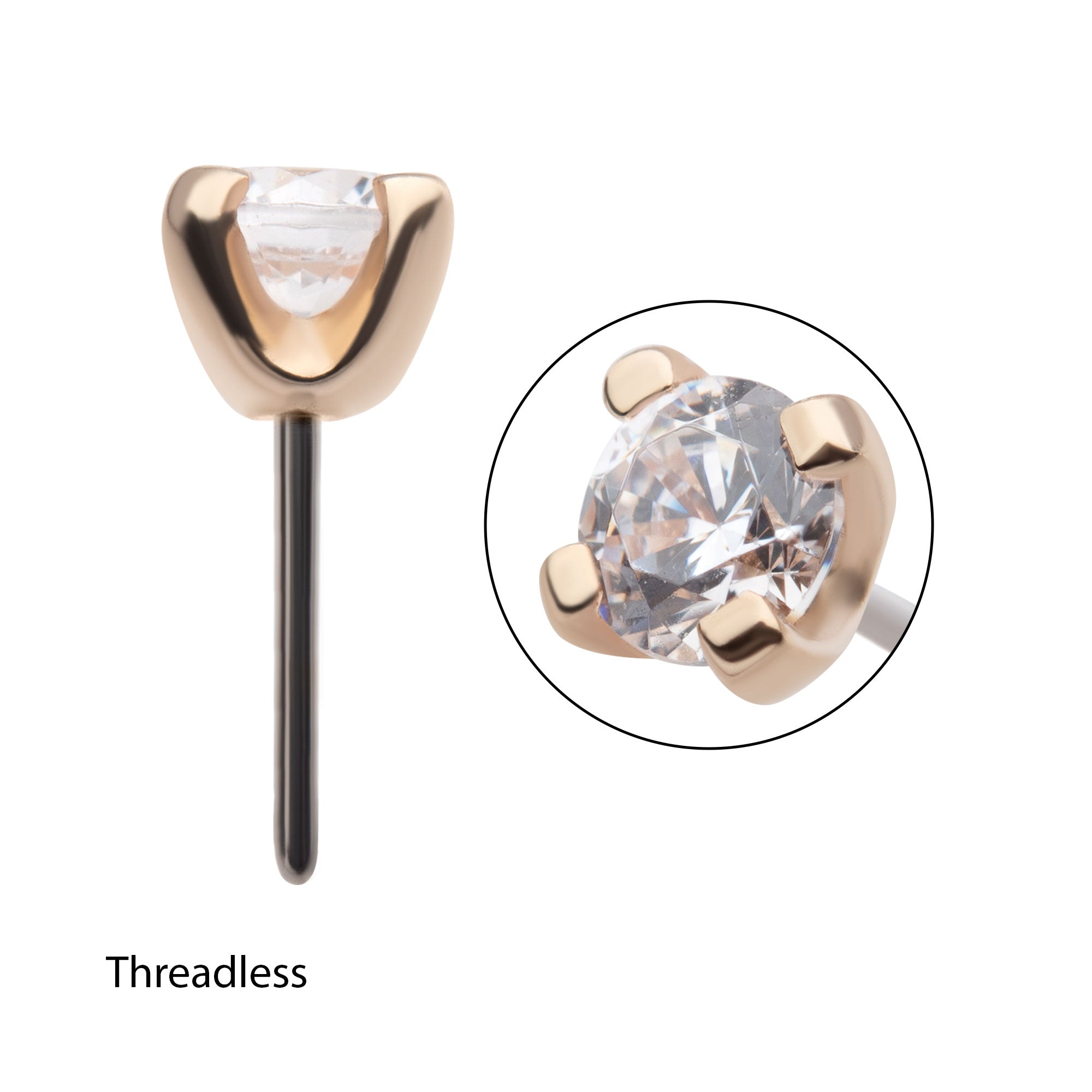 14kt Yellow Gold Threadless Prong Set Genuine Diamond Top