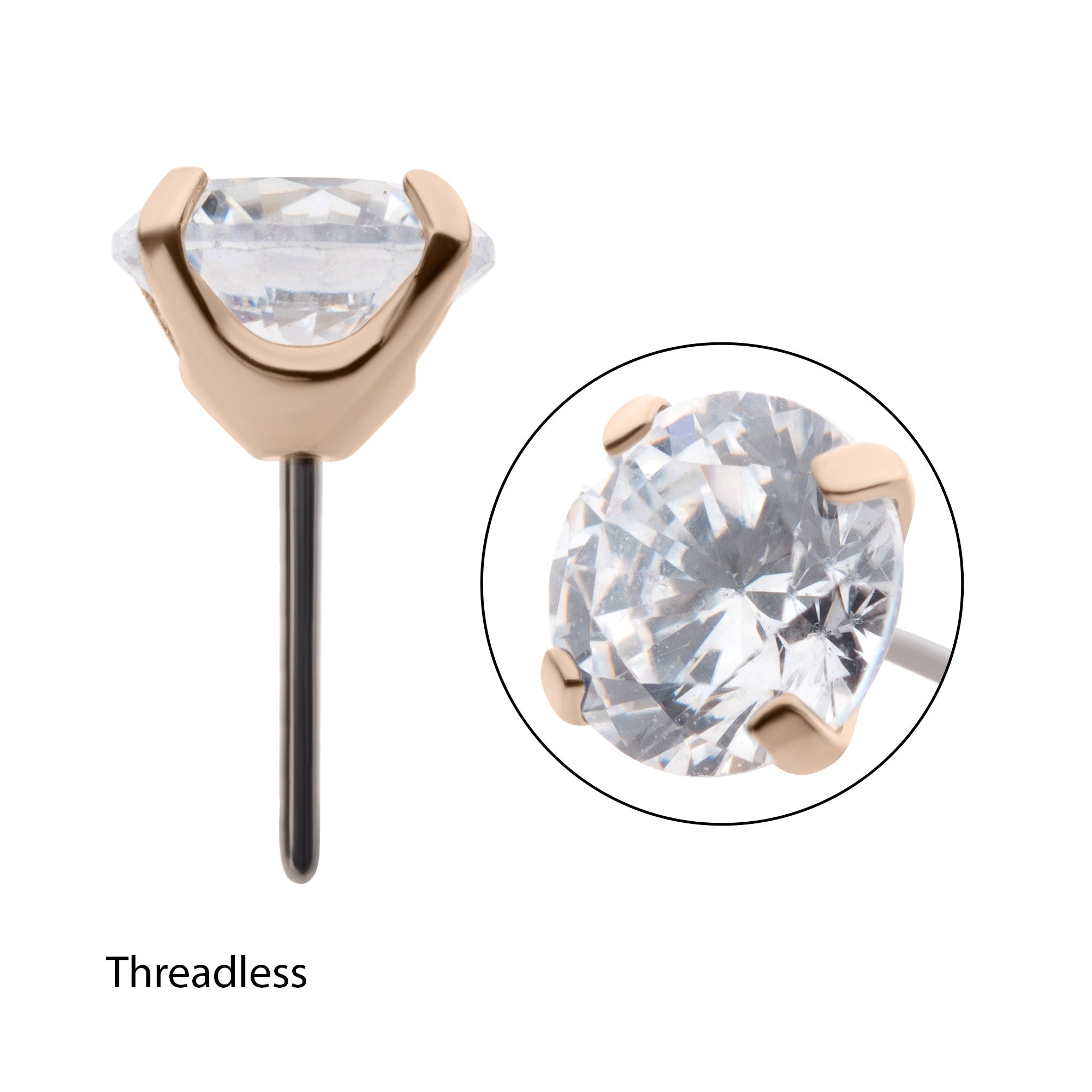 14kt Yellow Gold Threadless Prong Set Genuine Diamond Top