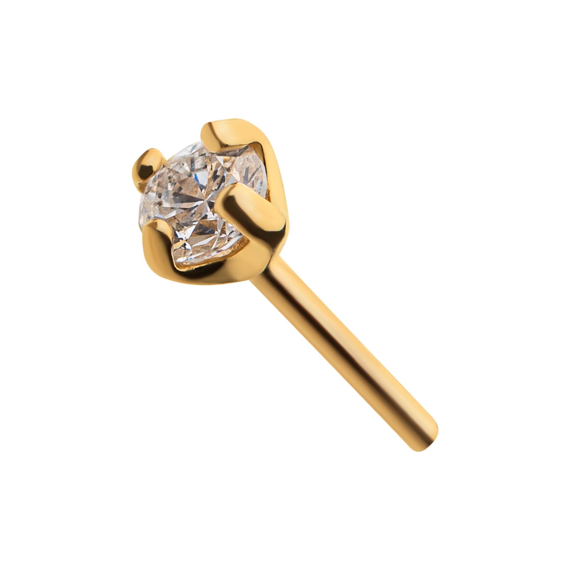 14kt Yellow Gold Threadless Prong Set Genuine Diamond Top