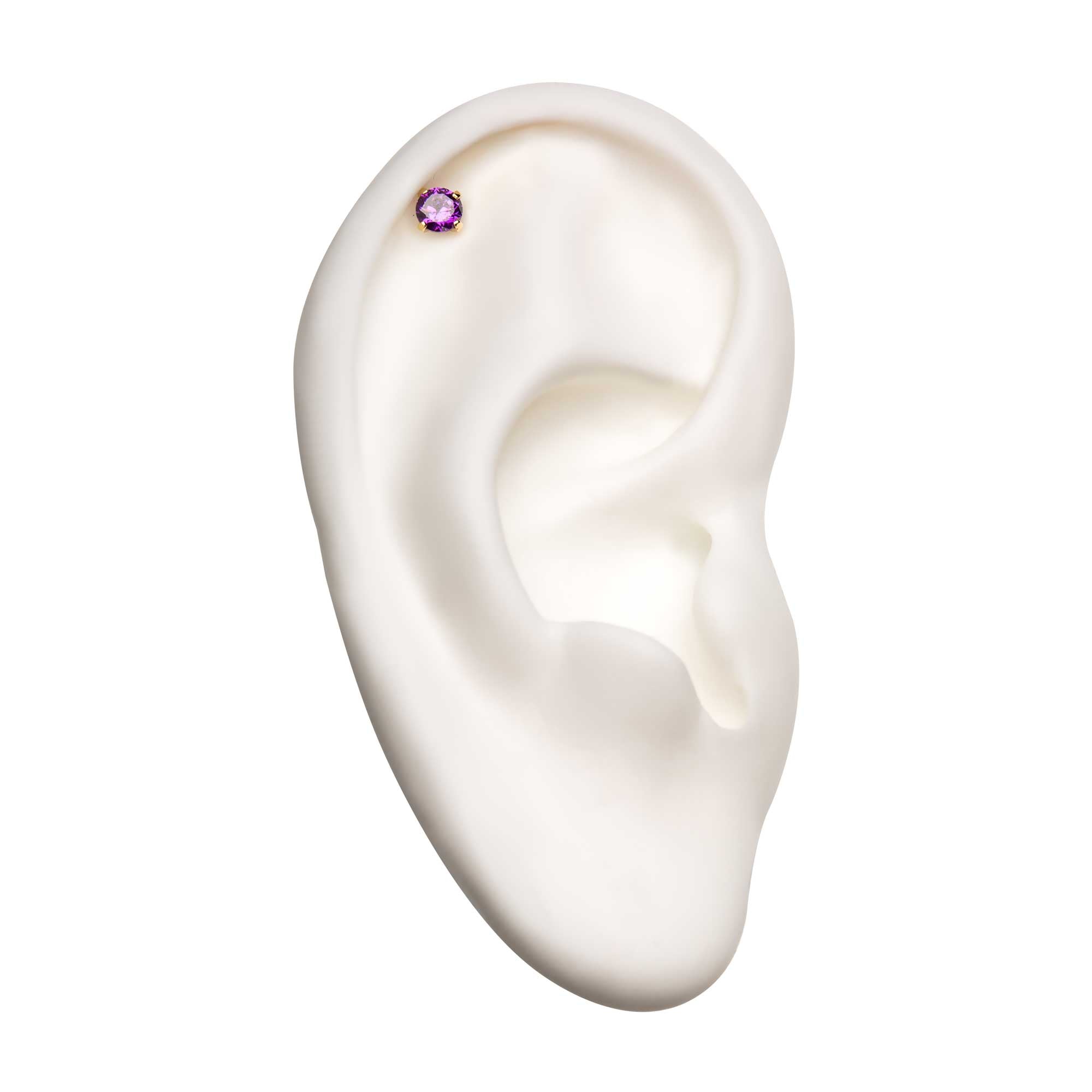 14kt Yellow Gold Threadless Prong Set Genuine Diamond Top