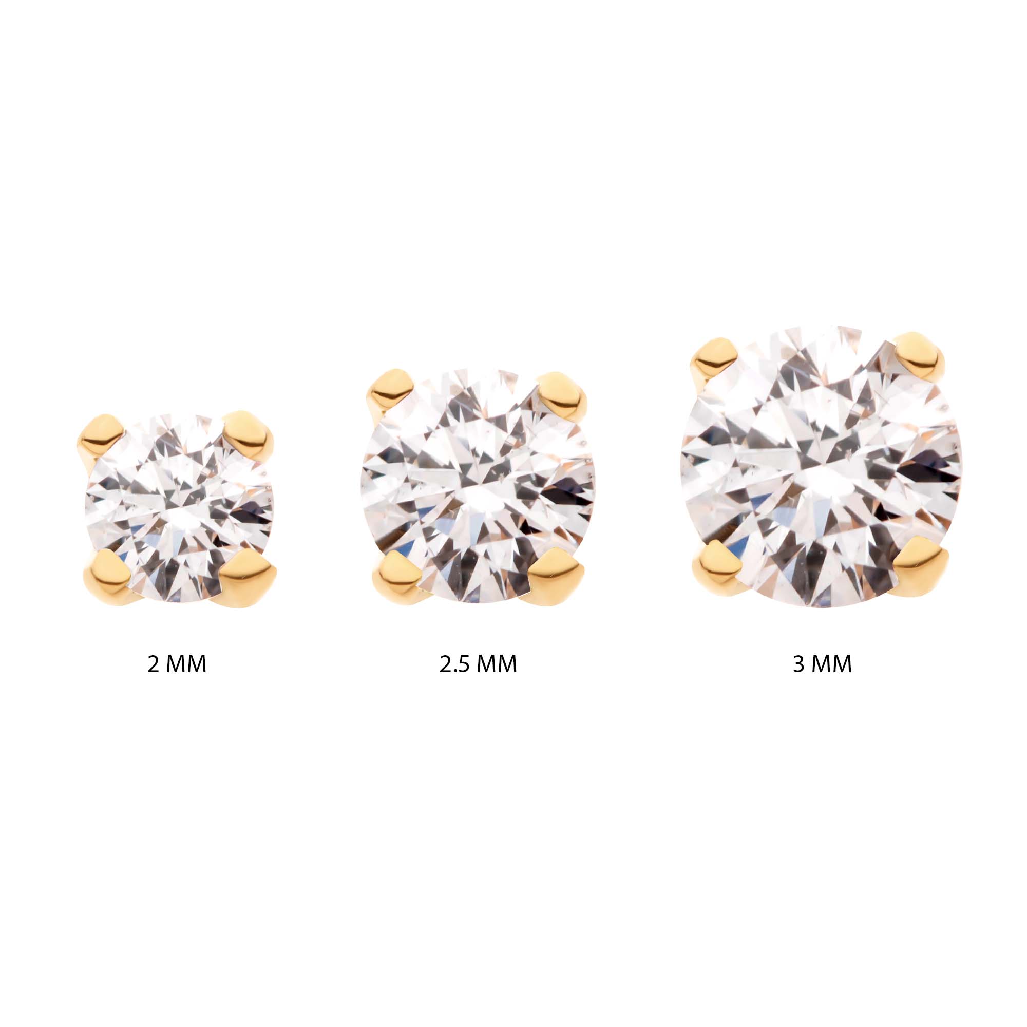 14kt Yellow Gold Threadless Prong Set Genuine Diamond Top