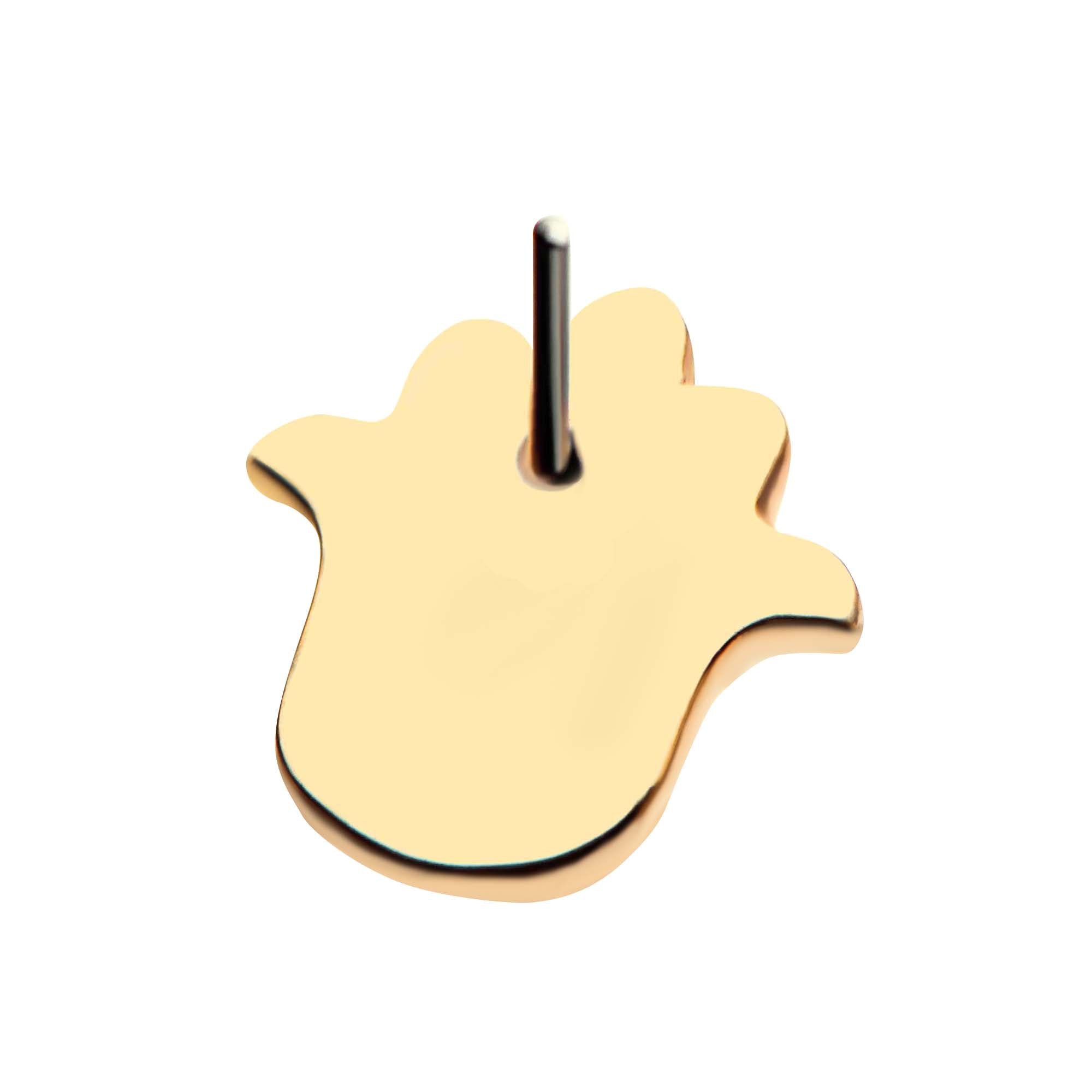 14kt Yellow Gold Threadless Hamsa Blue Opal Top